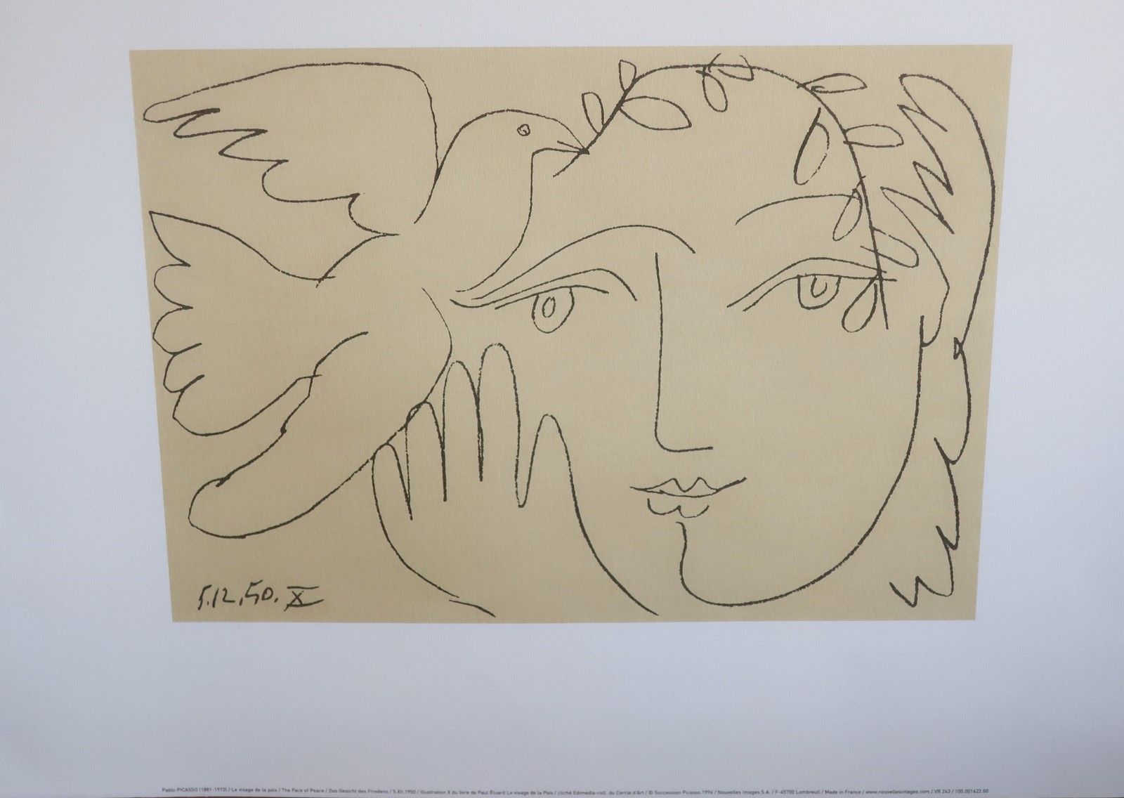 Null Pablo Picasso (1881-1973) "Visage de la paix",Litografía offset,Eluard,Parí&hellip;