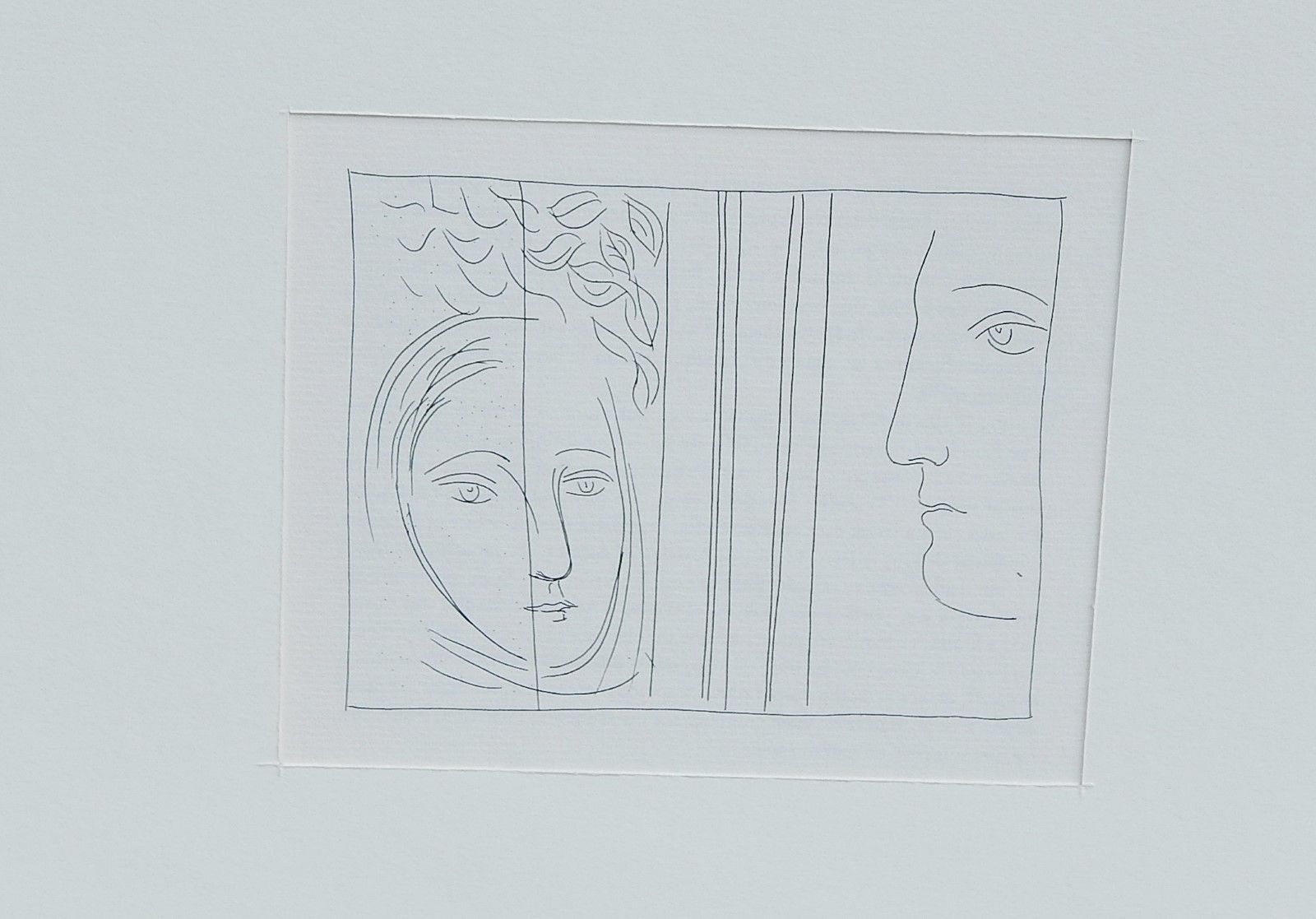 Null 巴勃罗-毕加索(1881-1973)《女人的脸和头》，胶印版画，约14x17cm，未装裱