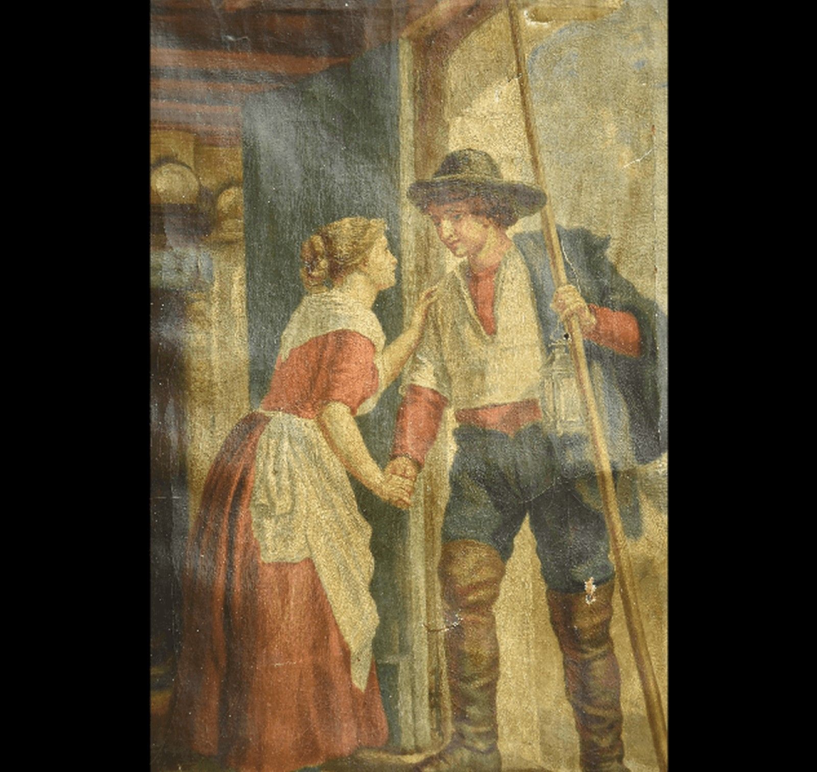Null "年轻的水手夫妇》，布面油画，约67 x 45厘米，未修复，约1900年。