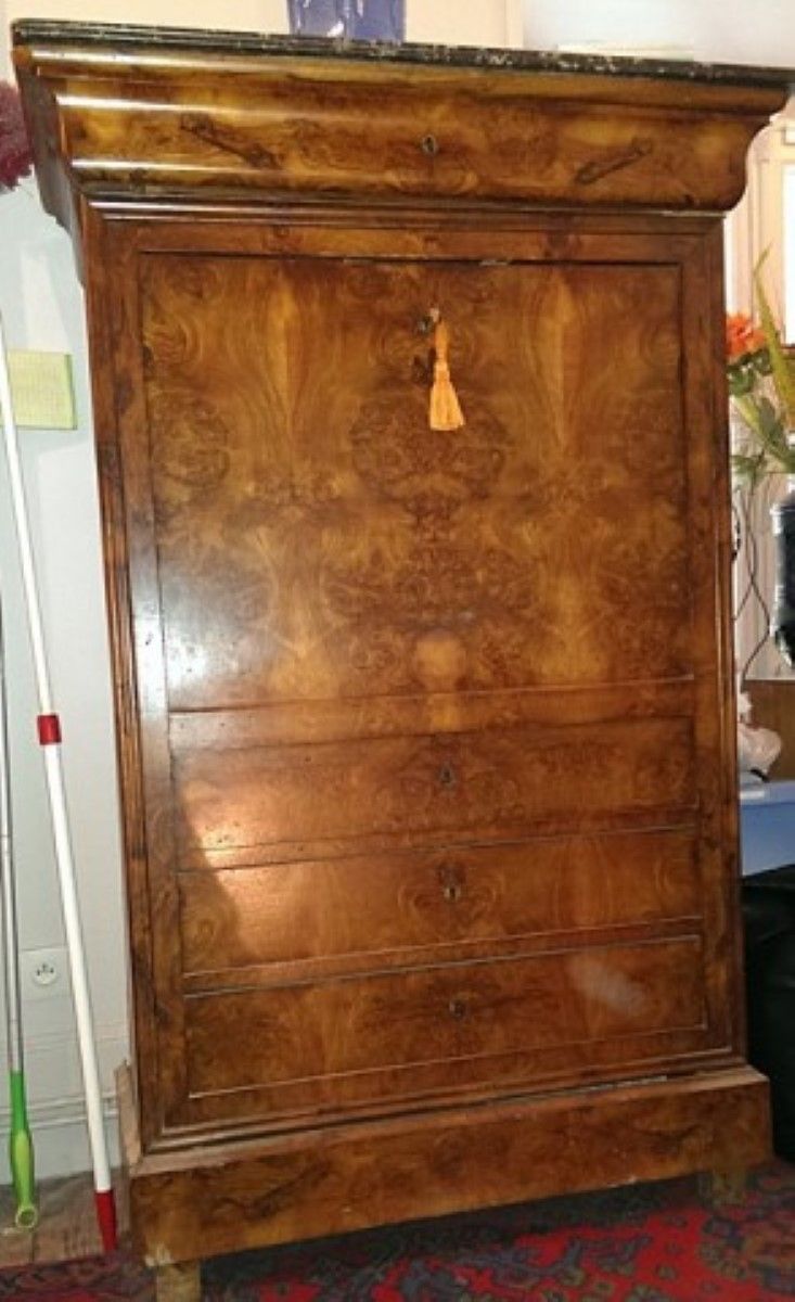 Null 折叠秘书，胡桃木，路易-菲利普1860年左右，未修复，约98x45x153cm