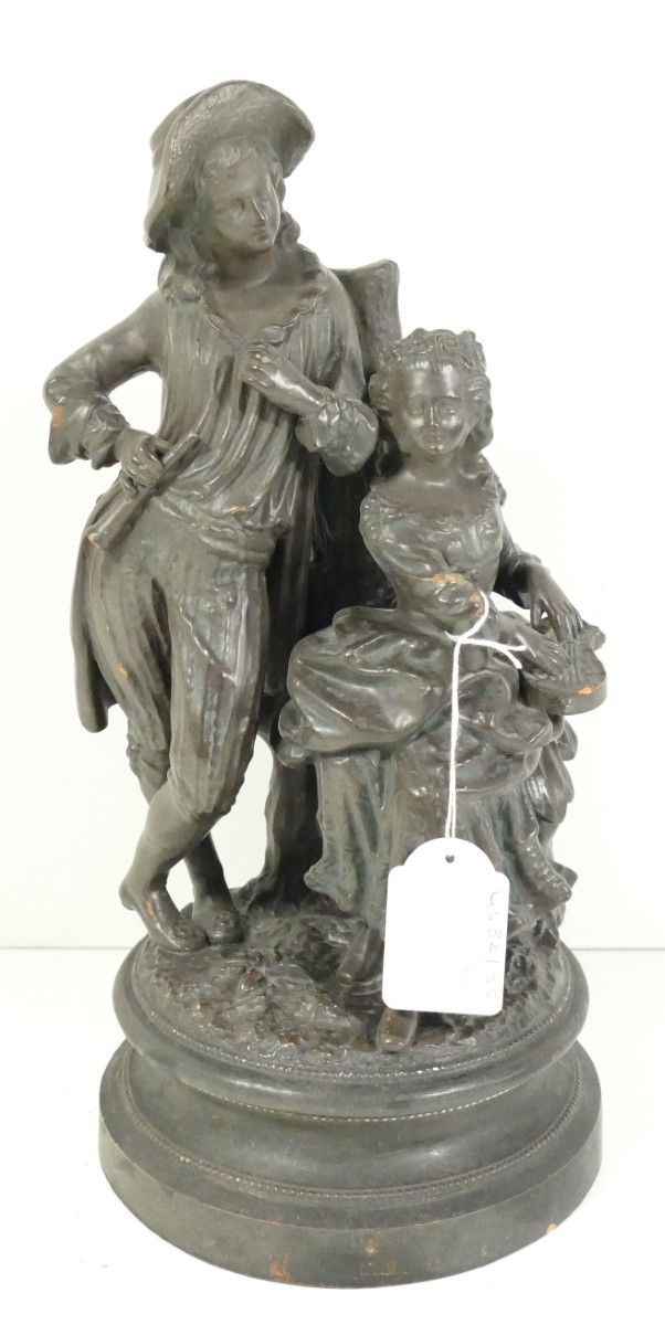 Null "Gallant couple",terracotta,color set,height ca.36cm, around 1900
