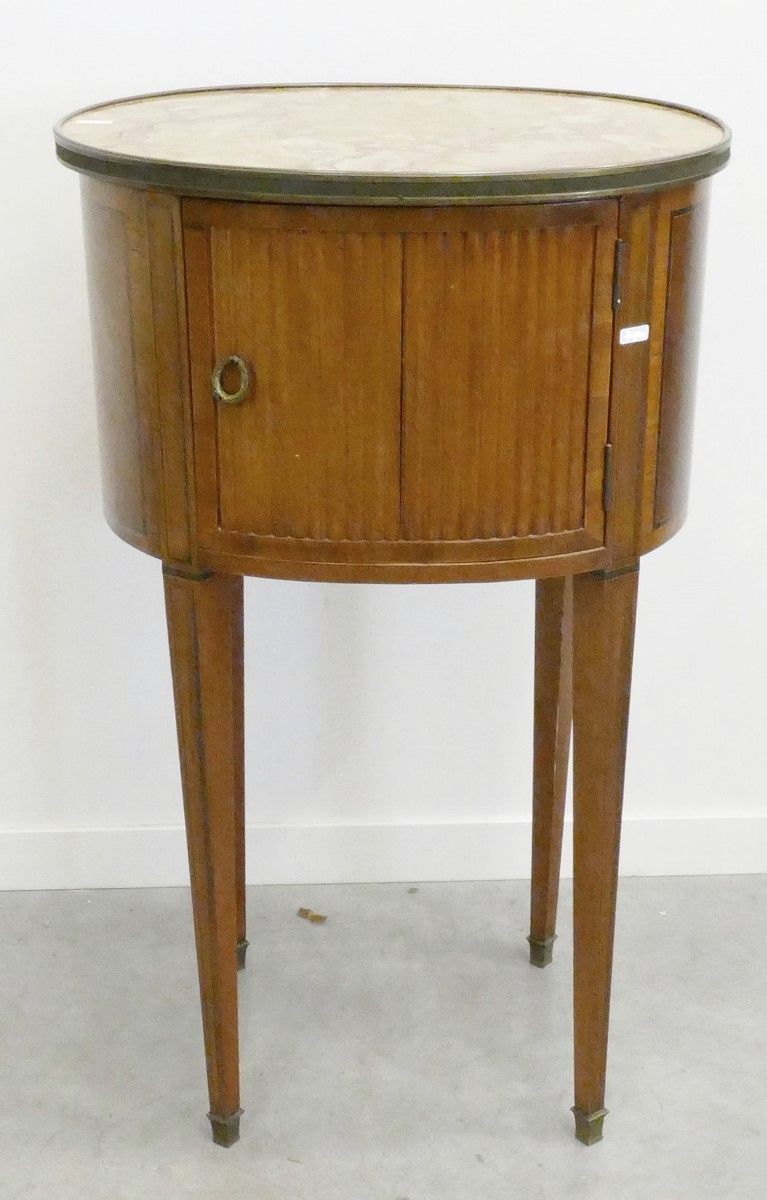 Null Oval bedside table with marble top,around 1930