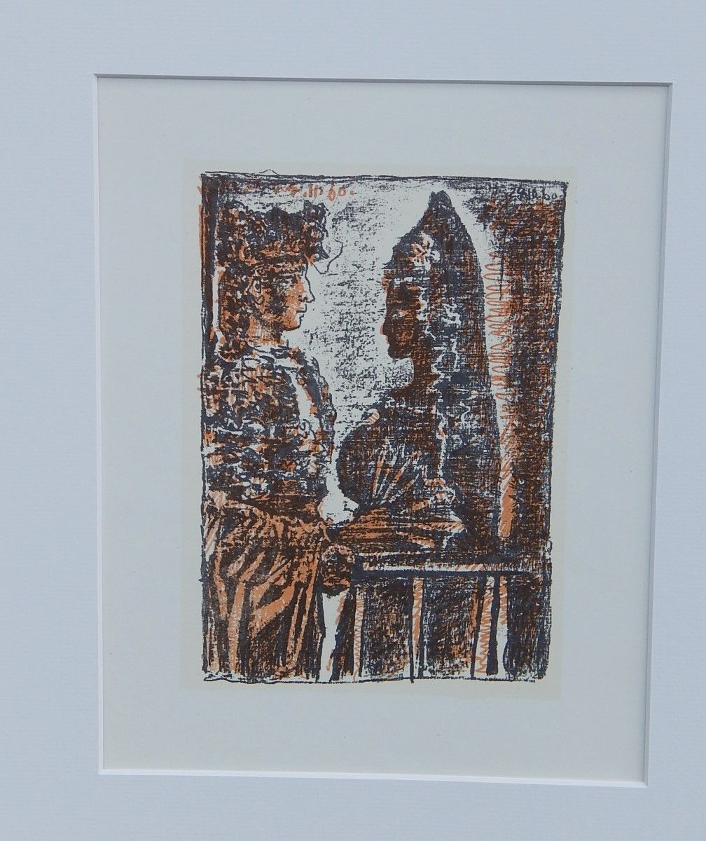 Null 巴勃罗-毕加索(1881-1973) "Torrero et senorita"，石版画，约22.5x17.5厘米，未装裱