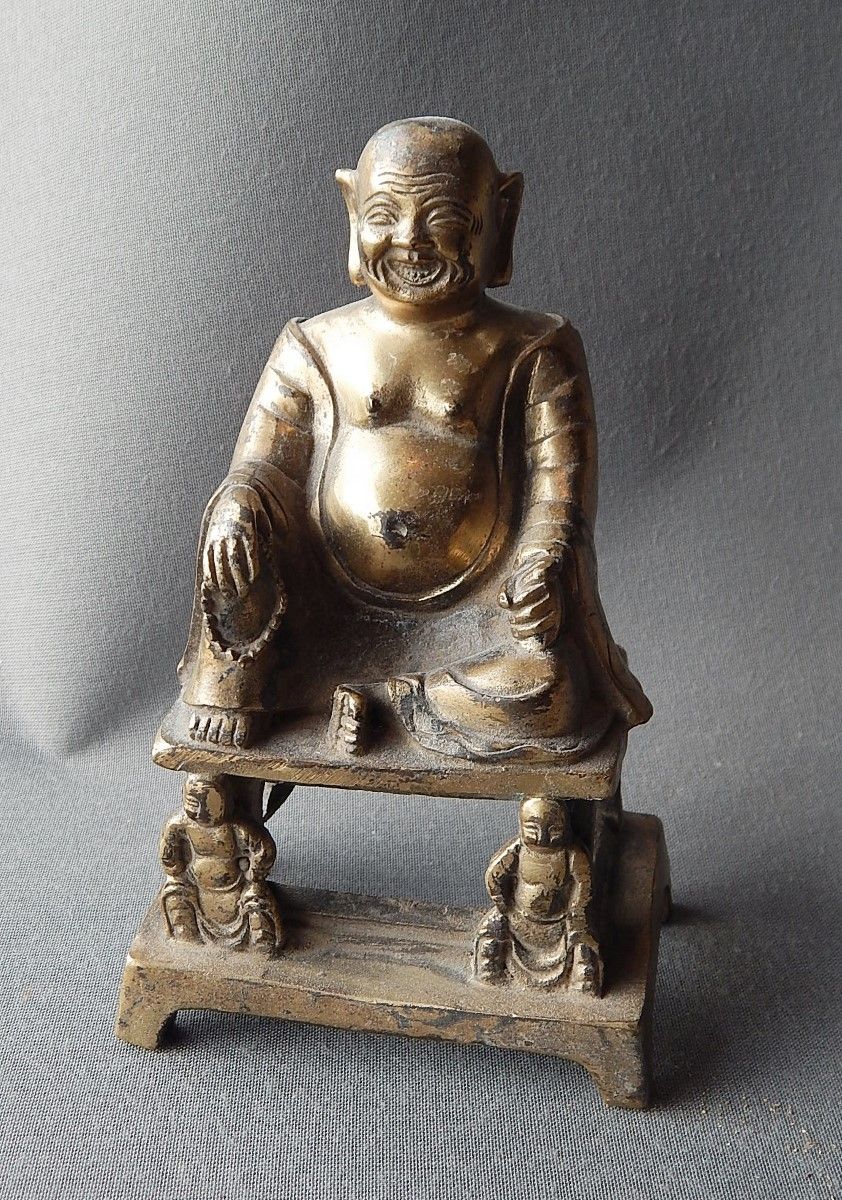 Null "Bouddha assis",bronze,doré à chaud,avec caractères au dos,Chine 19ème sièc&hellip;