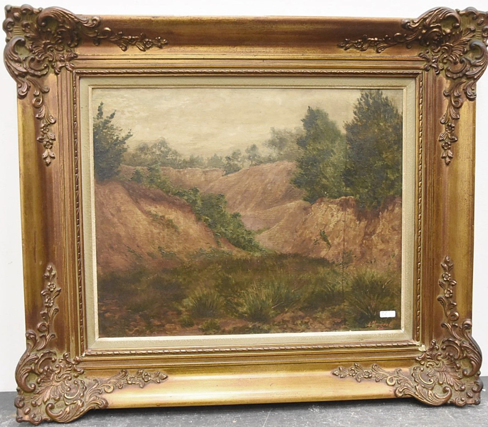 Null L.Mengool "Paysage de lande",Huile sur bois,signé et daté (19)32,ca.40x50cm&hellip;