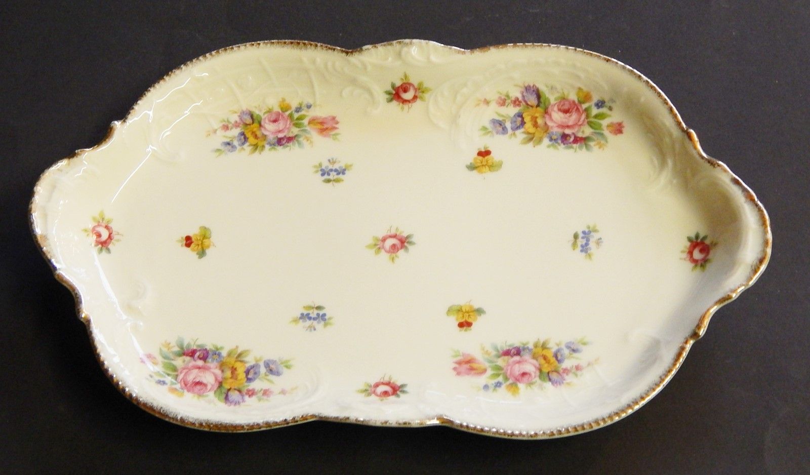 Null Small plate,Rosenthal porcelain,floral decorated,ca.25x15cm,decor Sanssouci