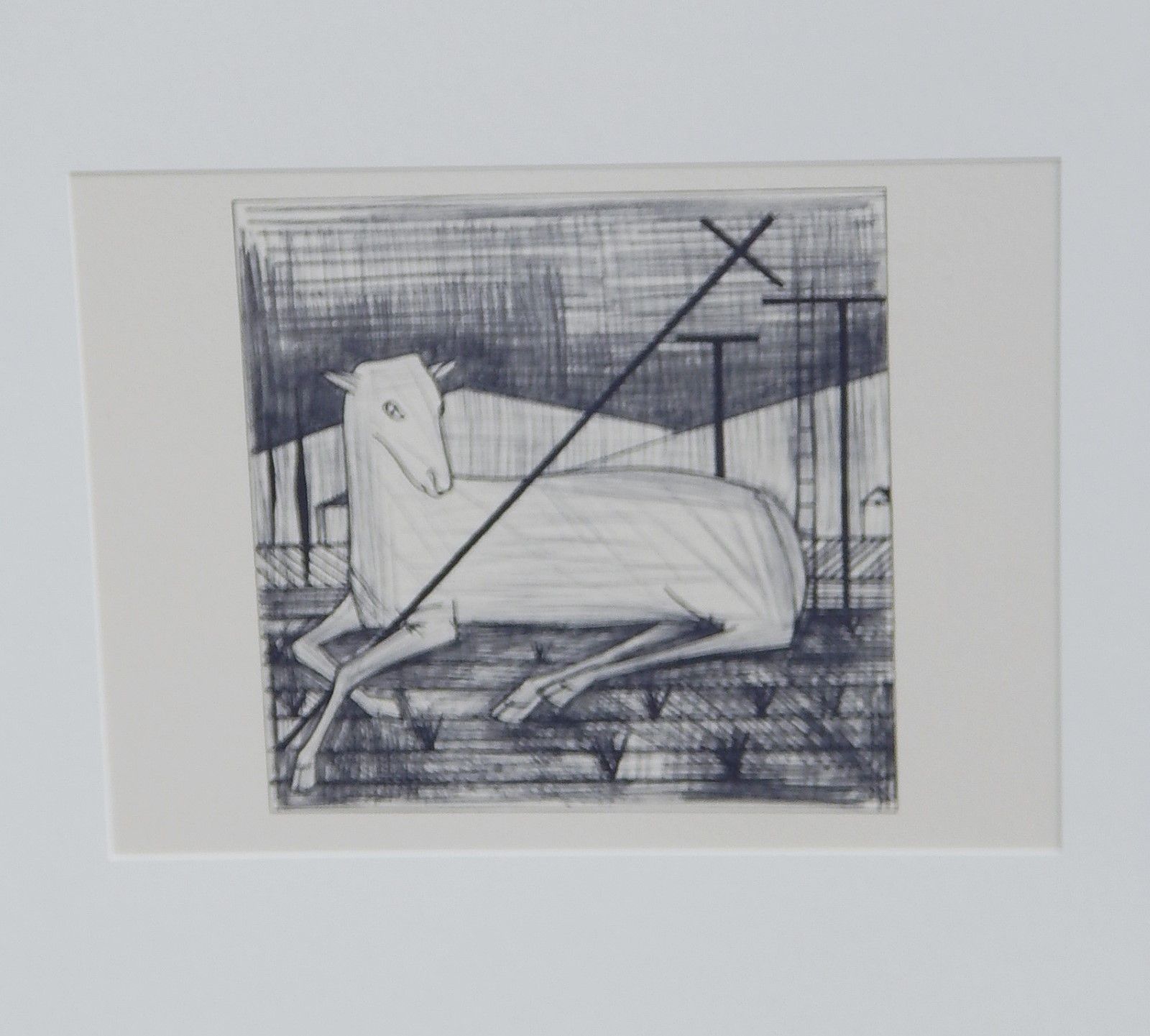 Null 伯纳德-巴菲特（1928-1999）"L'agneau Pascal"，特别版的胶印石版画，约15x21，无框。