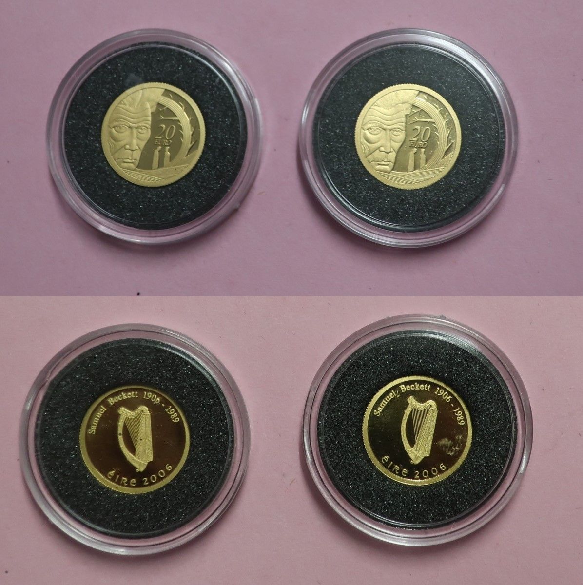 Null 2 Irish gold coins 20 Euro for the 100th birthday of S. Beckett, dated 2006&hellip;