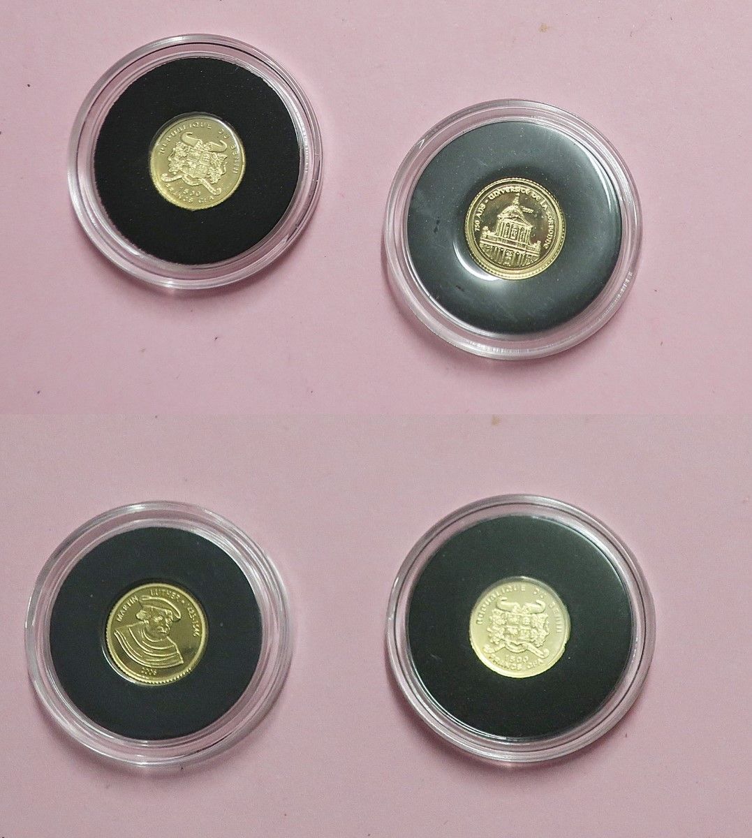 Null 2 gold coin 1500 FR - Benin, approx. 1,25 gram each, 999 gold, together