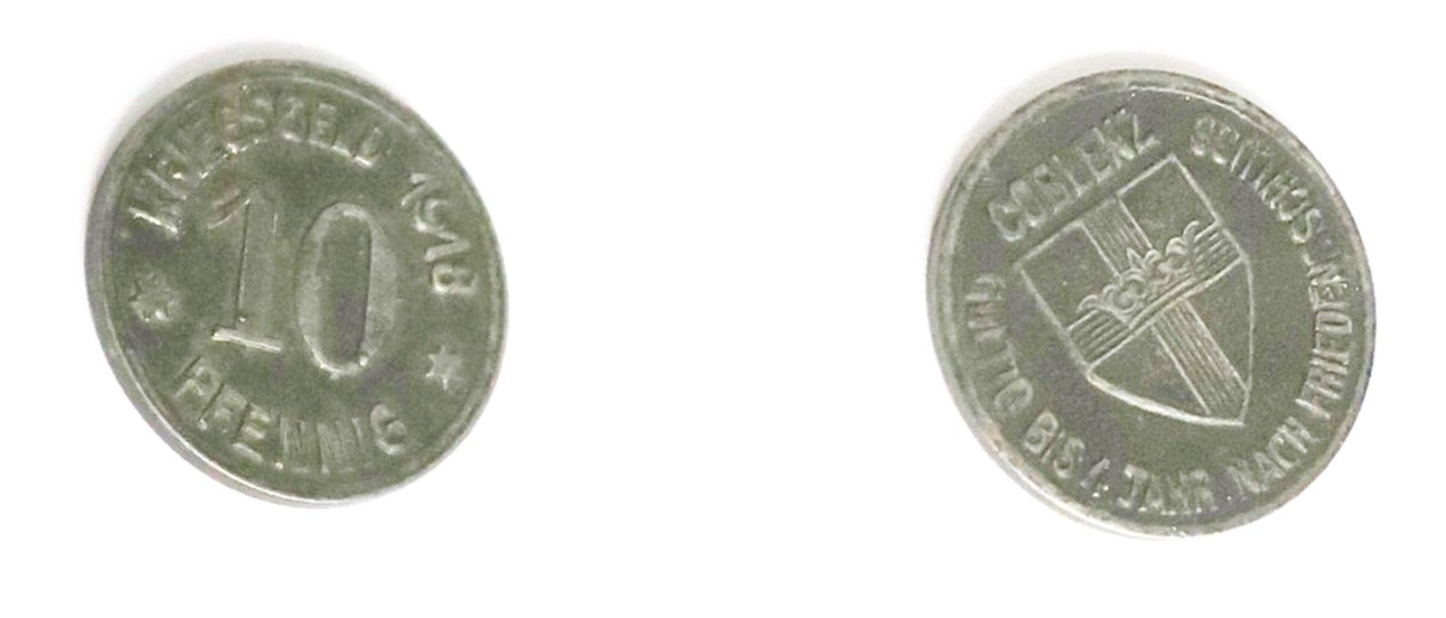 Null 10 Pfennig, war money 1918,Coblenz,marked "Valid until 1 year after the con&hellip;