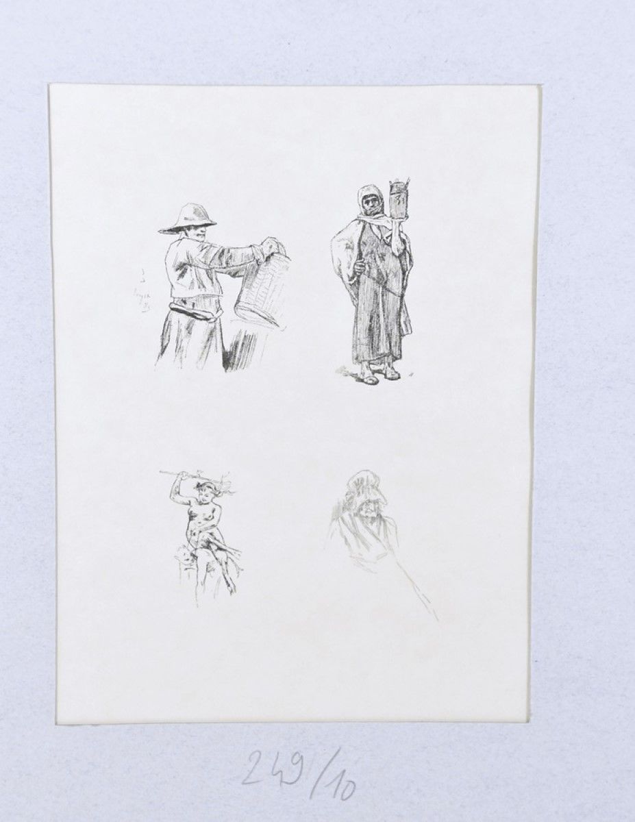 Null Félicien Rops (1833-1898) "Esquises de personnages", ca.25 x 18cm,hinter Pa&hellip;