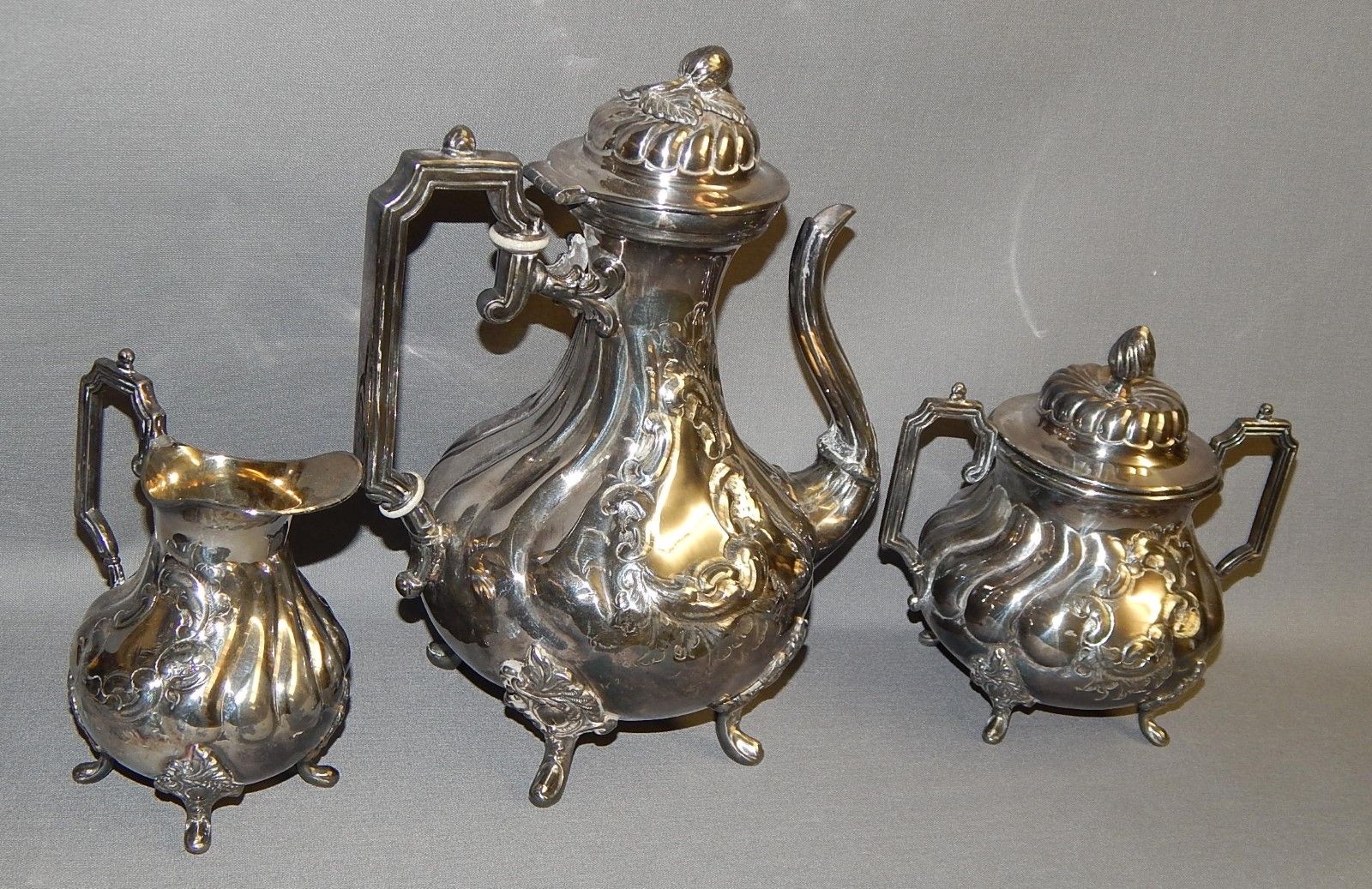 Null Coffee,milk and sugar,silver plated,together,1st half of the 20th century