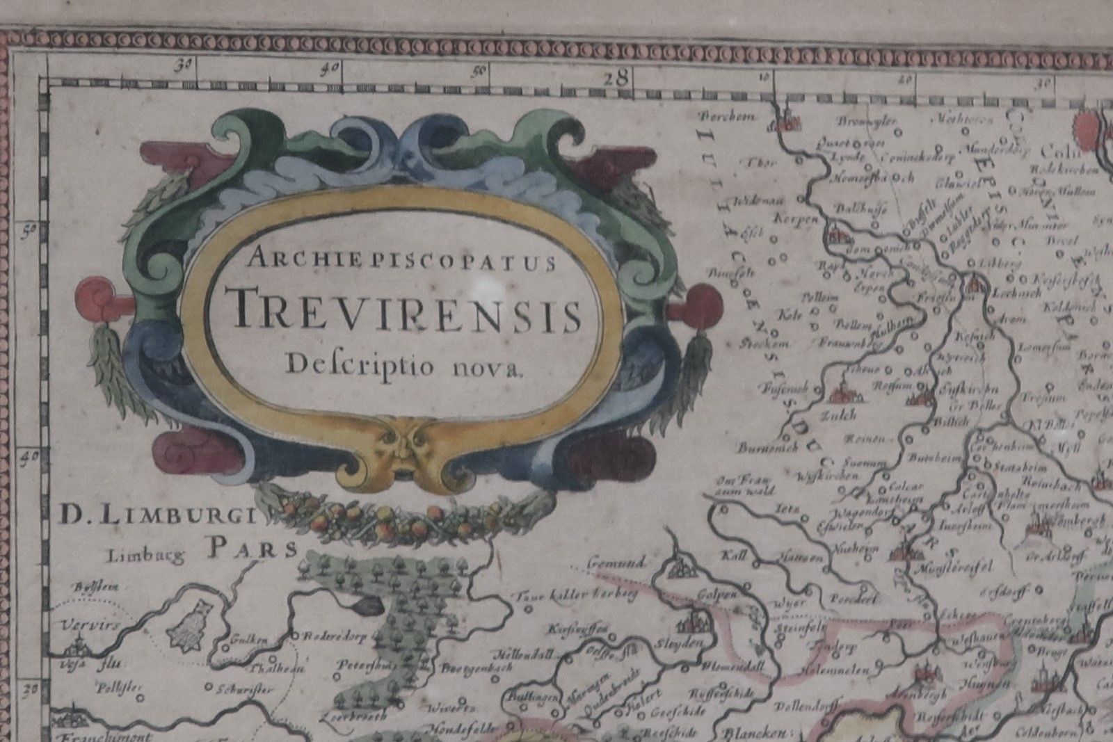 Null 地图 "特里尔"，铜版画，大概 19 世纪，图片截面约 43.5x55.5