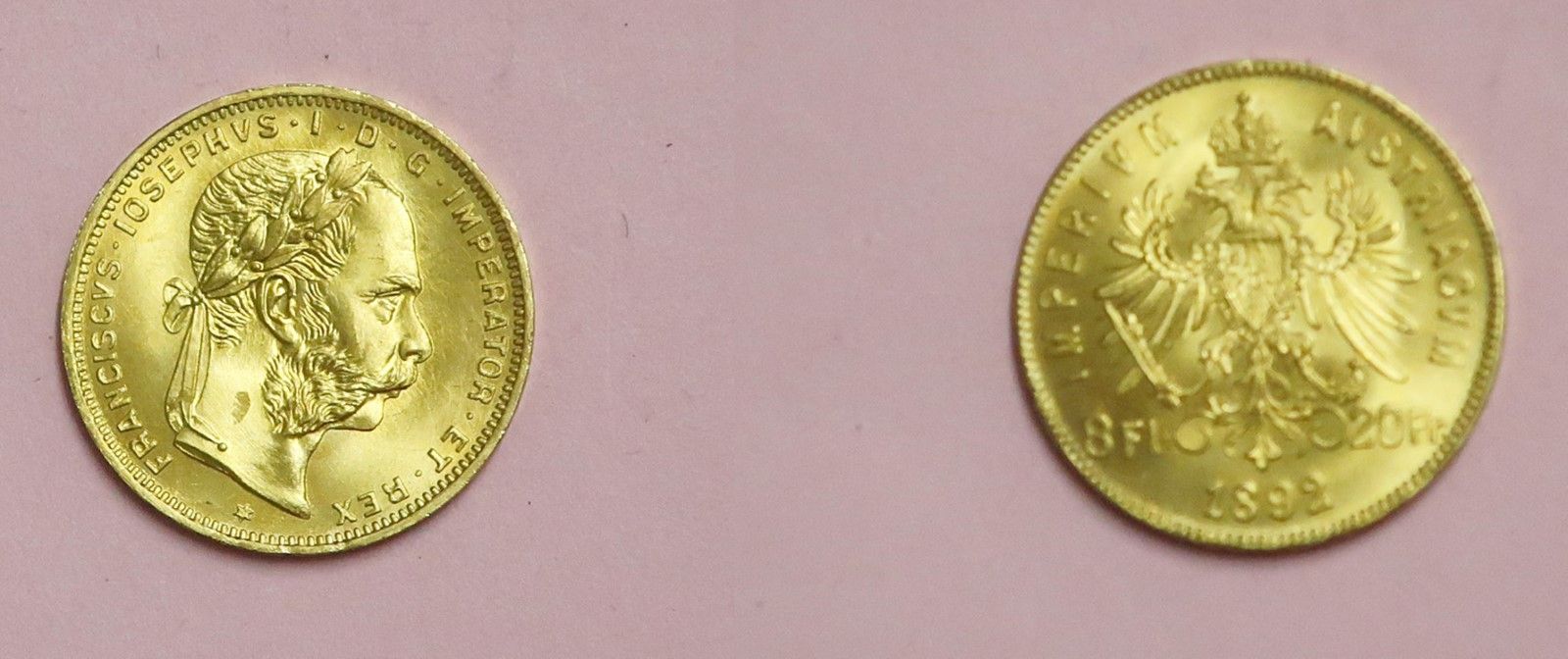 Null Gold coin Austria, 8 Florin-20 gold crowns, dated 1892, approx. 6.451 gr, 9&hellip;