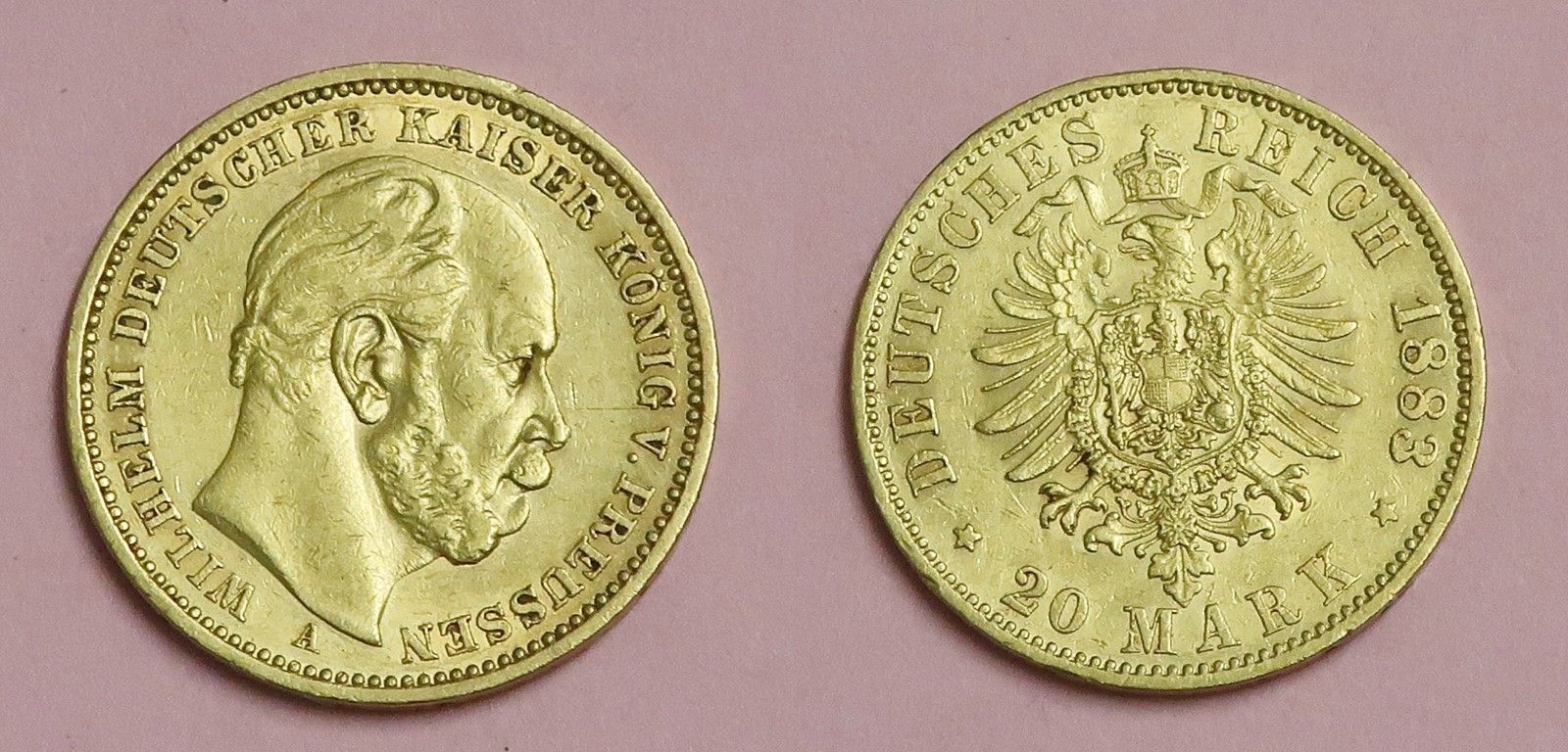 Null Gold coin 20 Mark-German Empire, Wilhelm I, dated 1883, A, approx. 7.96 gra&hellip;