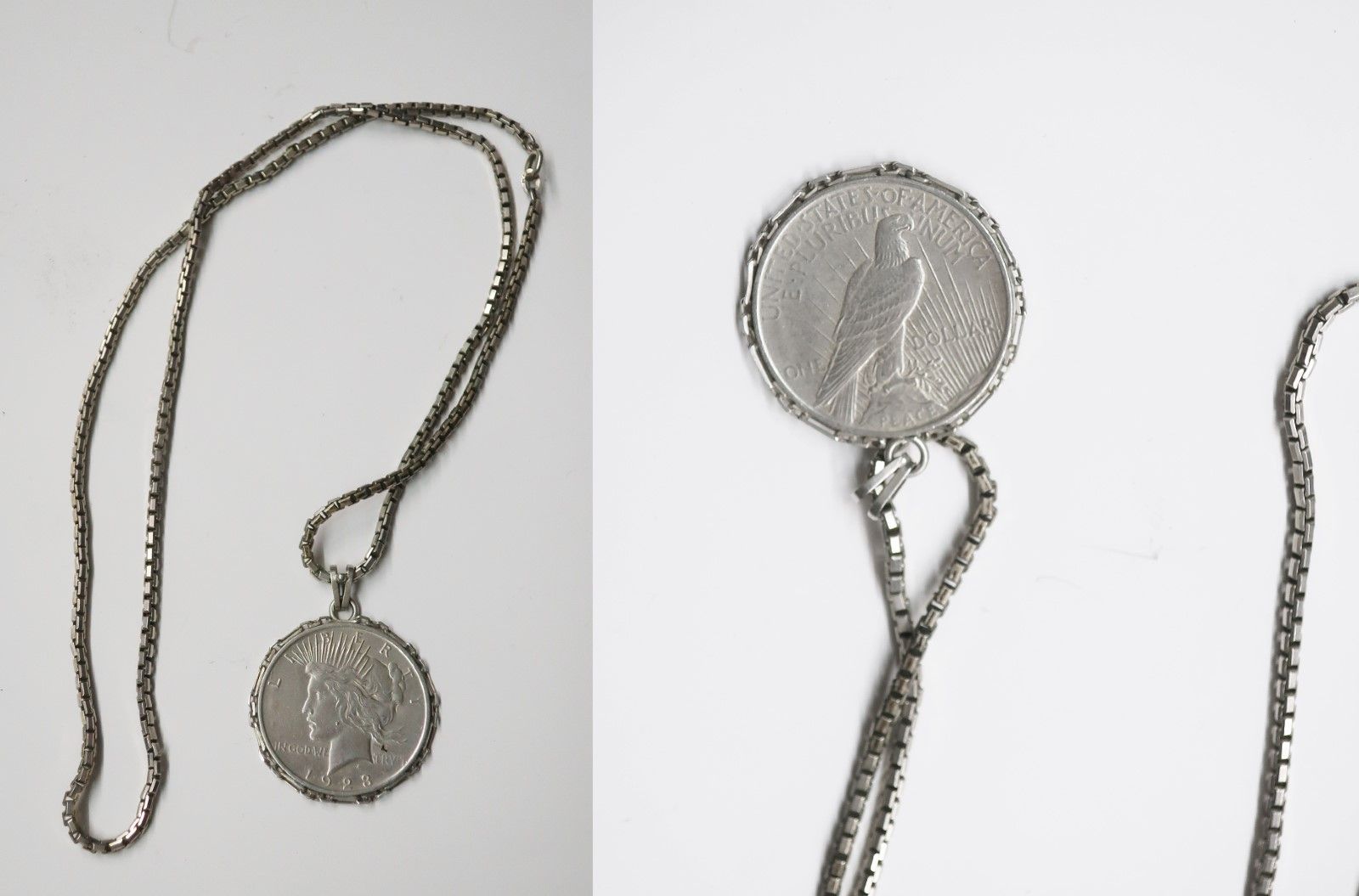 Null Silver dollar "Liberty Head", 1923, worked as a pendant, attached to a long&hellip;