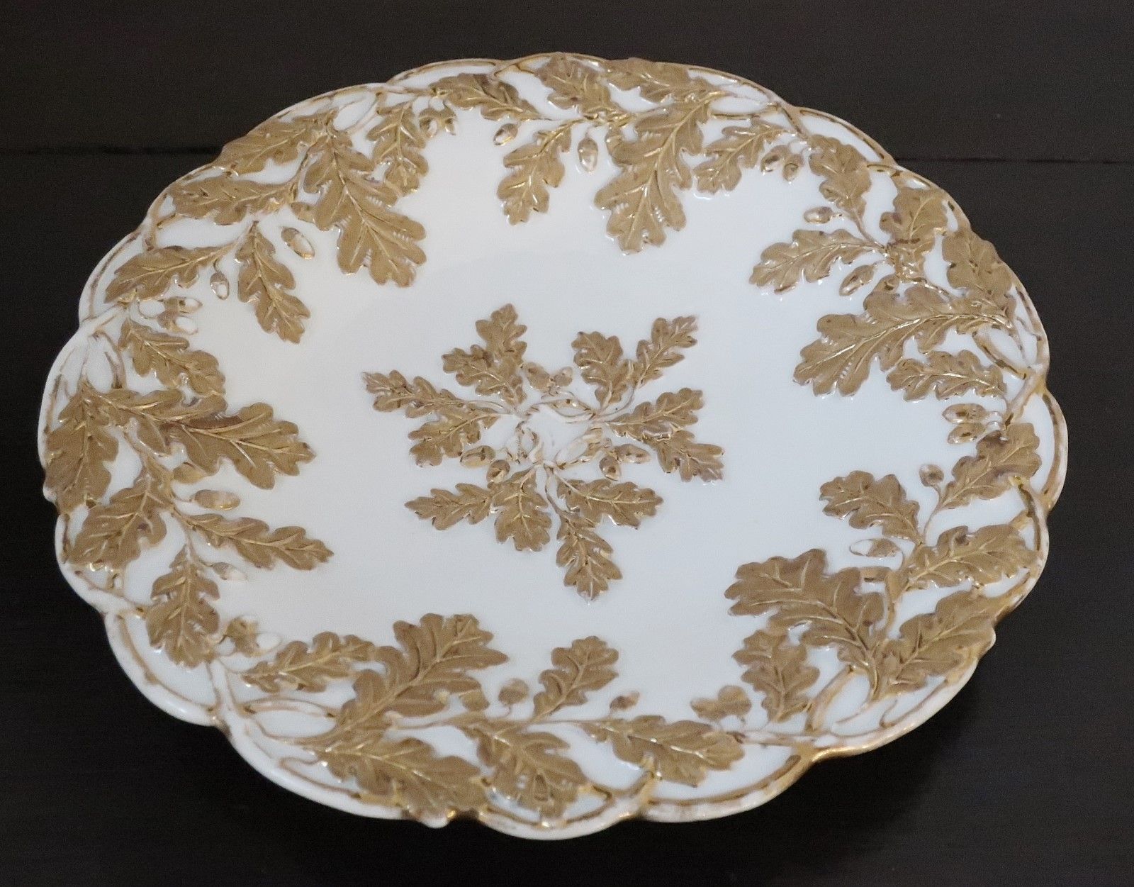Null Deep plate with floral half reliefs and rich gold painting,porcelain Royal &hellip;