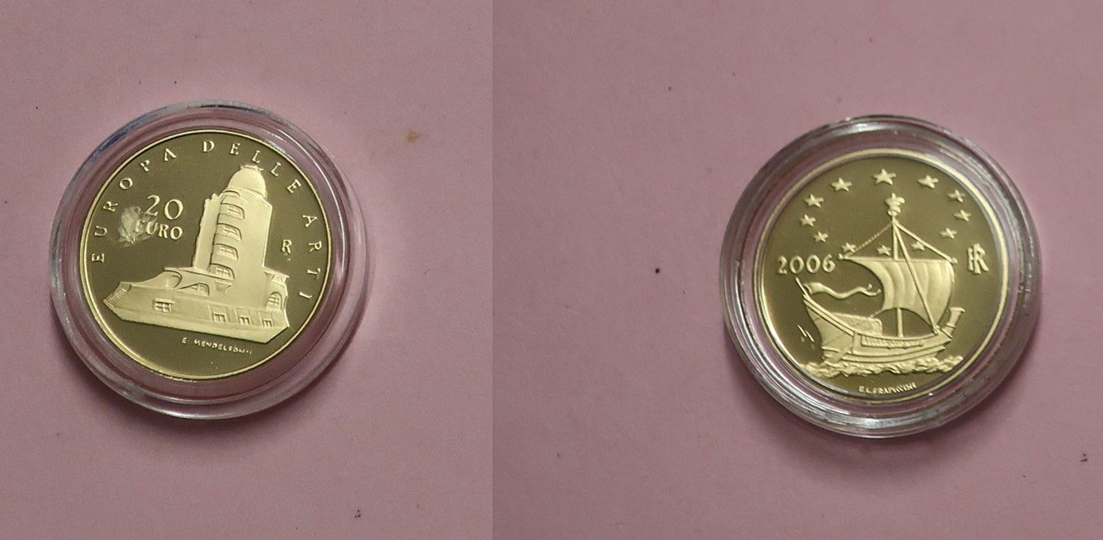 Null Gold coins Italy, 20 Euro "Europa delle Arti", dated 2006, each approx. 6.4&hellip;