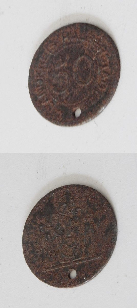 Null Coin as pendant "50 Pfennig-Landkreis Halberstadt", unrestored