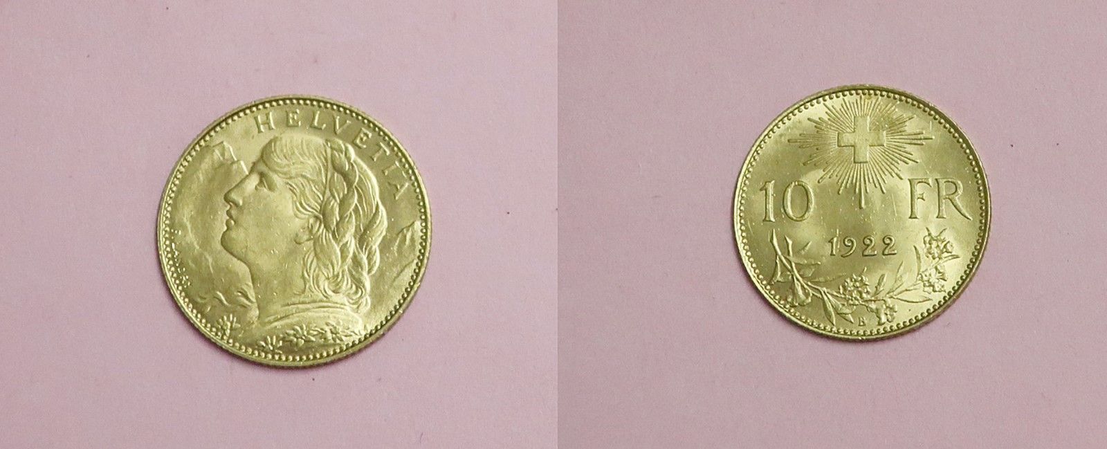 Null Gold coin Vreneli 10 Swiss francs, 1922, approx. 3.22 grams, 900 gold