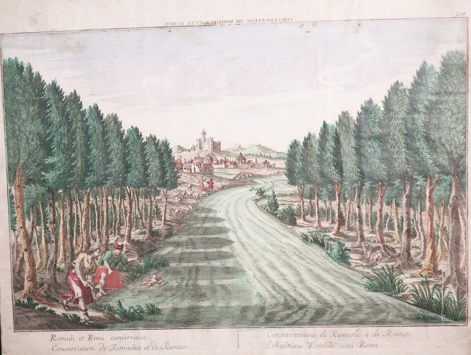 Null Guckkastenbild "Erhaltung Romuli und Remi",Original-Kupferstich von Balthas&hellip;