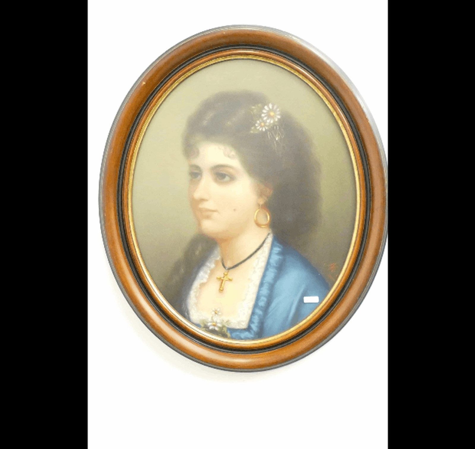Null "女士肖像"，粉彩画，M.E.字样，约 48x38 厘米，有框