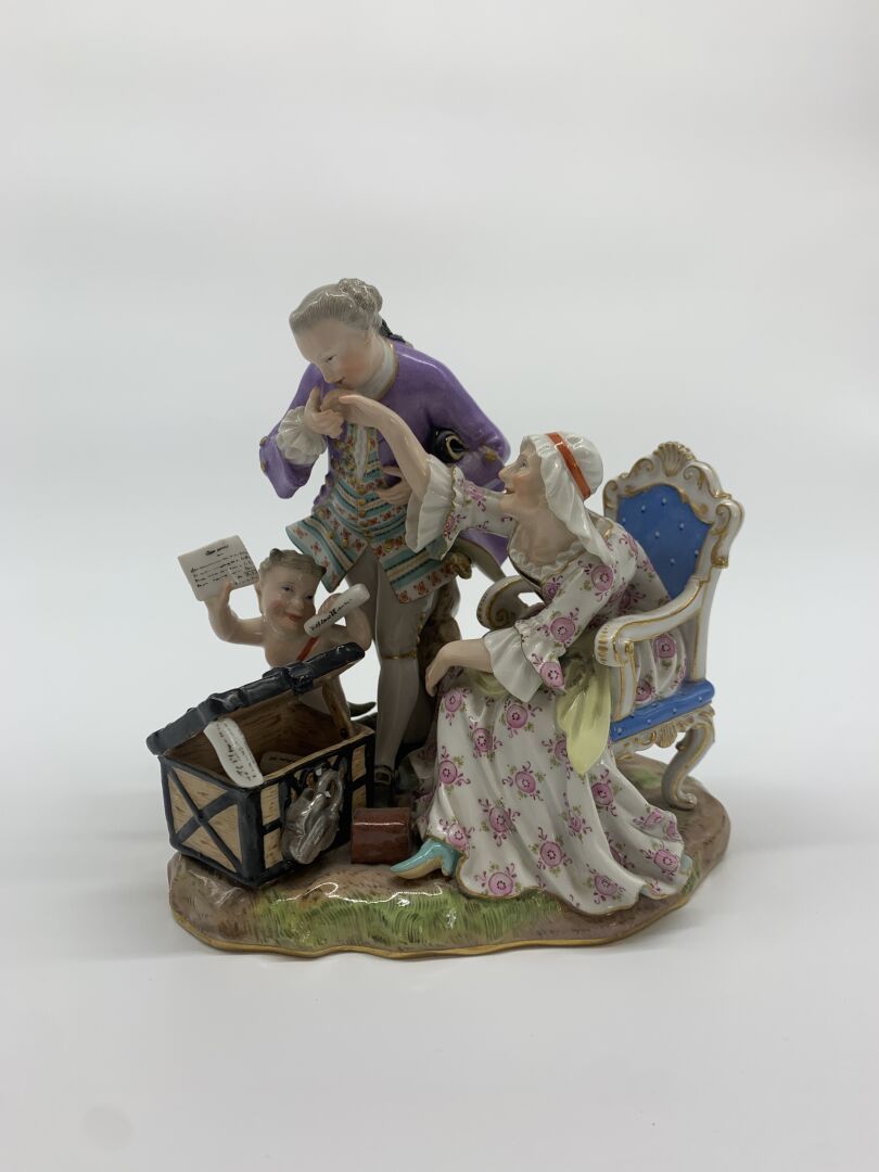 MEISSEN - XIXe siècle GROUP of figures forming a gallant subject

Polychrome ena&hellip;