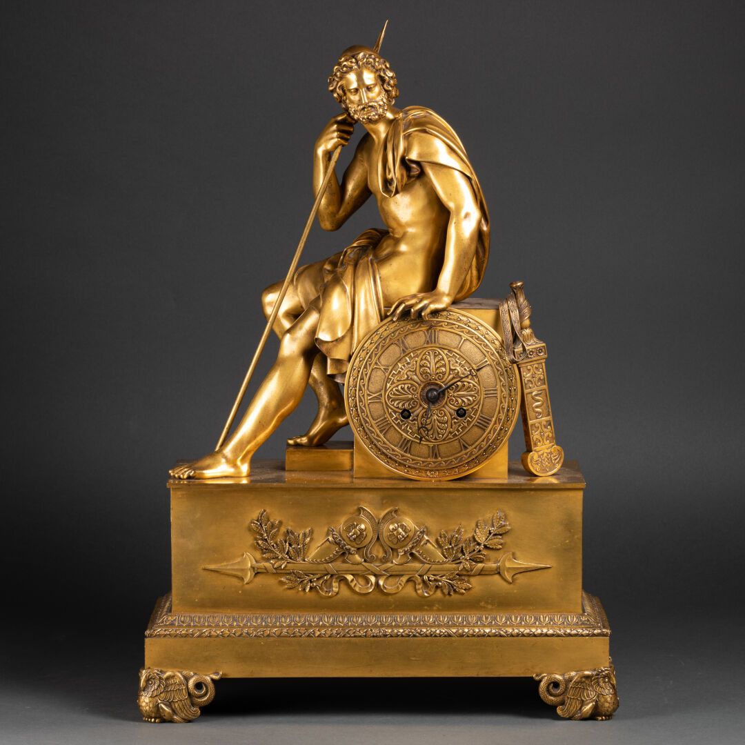 Null Mantelpiece depicting Ulysses seated on his spear, presented as a military &hellip;