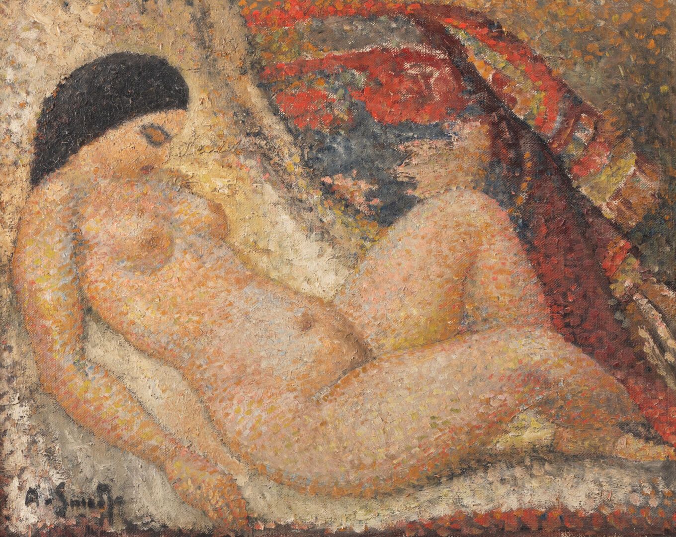 Alex SMADJA (1897-1977) Female nude 

Oil on canvas 

Signed lower left 

H. 65 &hellip;