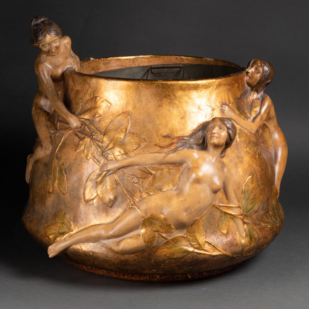 MauRicE BOuVal (1863-1916) Importante CACHE-POT in ceramica in stile Art Nouveau&hellip;