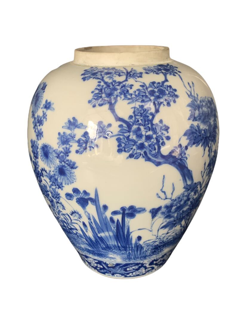 CHINE - XXe siècle VASE de forme ovoïde à décor d'un paysage végétal 

Porcelain&hellip;