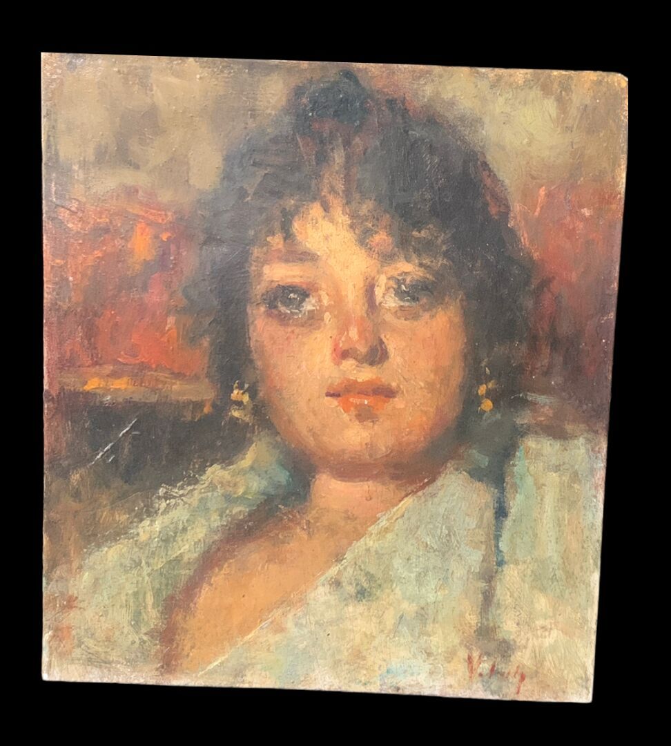 Ecole ITALIENNE du XXème siècle Portrait de jeune femme

Huile sur cuivre 

H. 2&hellip;