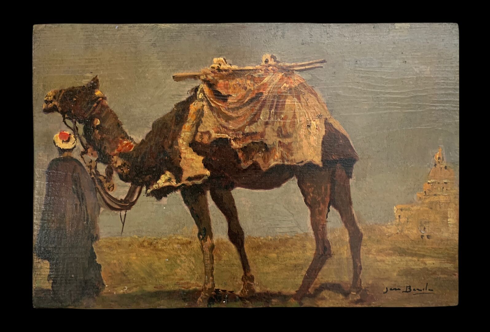 Ecole Orientaliste du XXème siècle Marchand et son chameau 

Huile sur panneau 
&hellip;