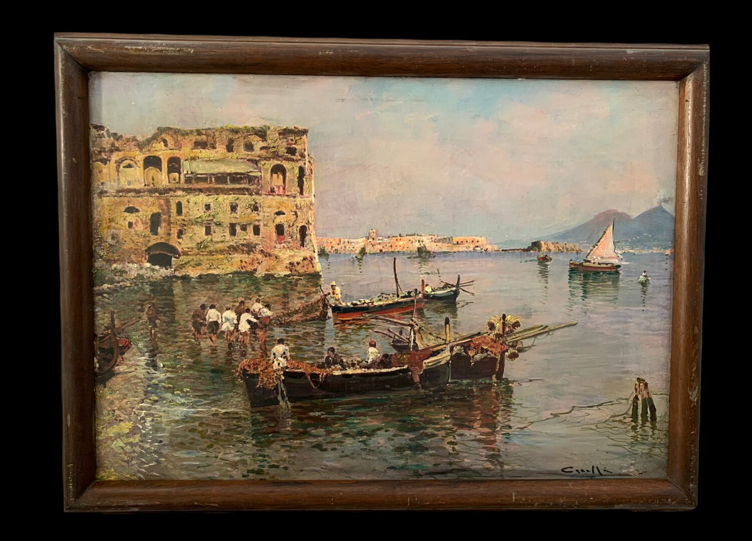 Ecole ITALIENNE du XXème siècle Départ de pêche

Huile sur panneau 

H. 47,5 cm,&hellip;