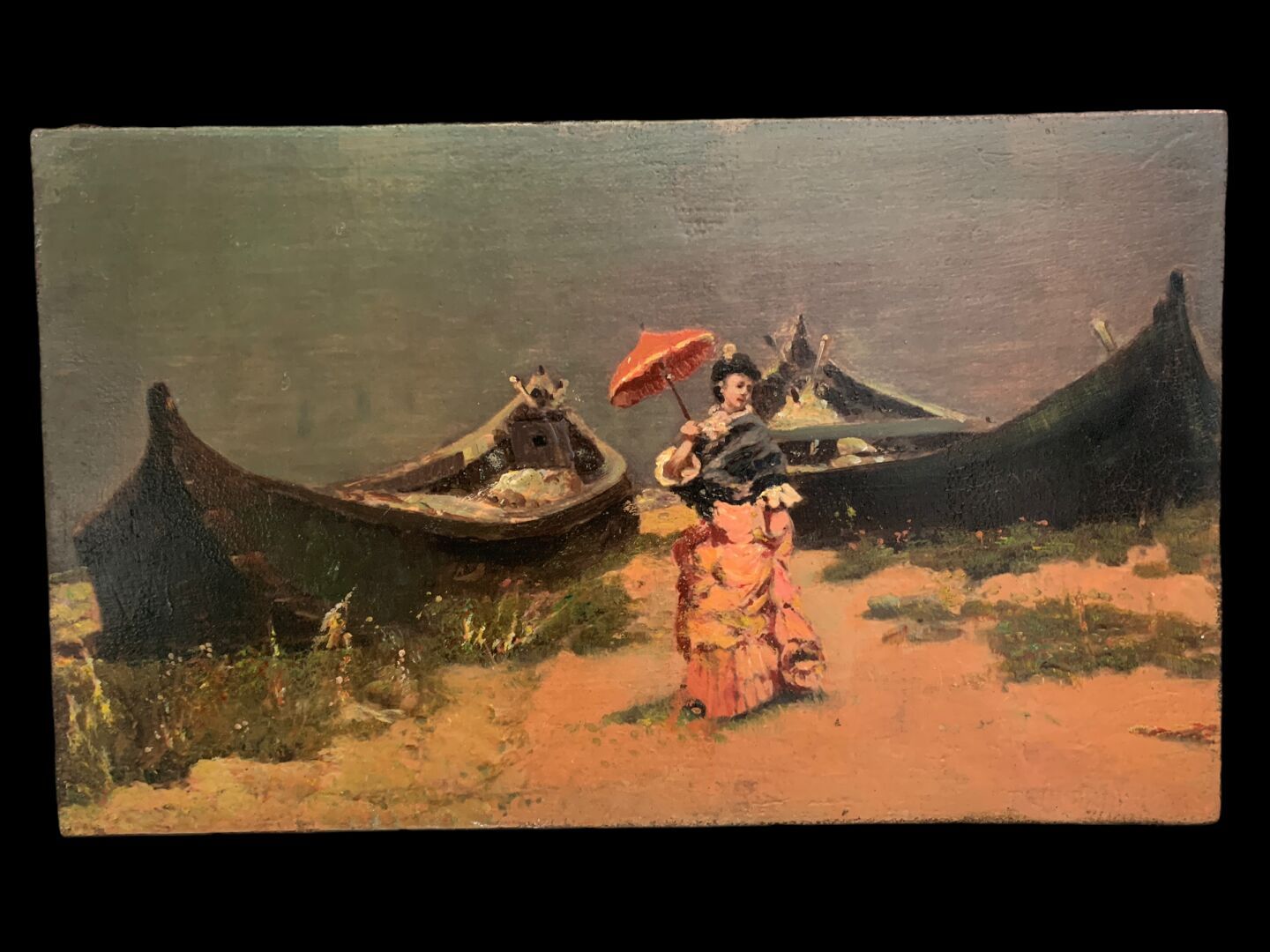 Ecole ITALIENNE du XXème siècle Femme à l'ombrelle 

Huile sur toile contrecollé&hellip;