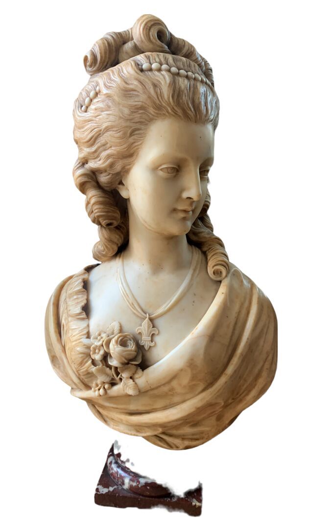 Ecole du XIXème siècle BUSTE de Marie-Antoinette 

Marbre sculpté et patiné 

Pi&hellip;