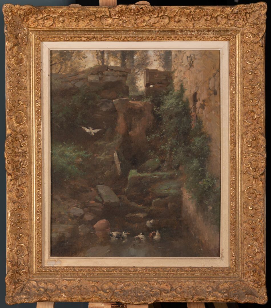 Jules LAURENS (1825-1901), attribué à Paysage aux canards 

Huile sur toile 

Si&hellip;