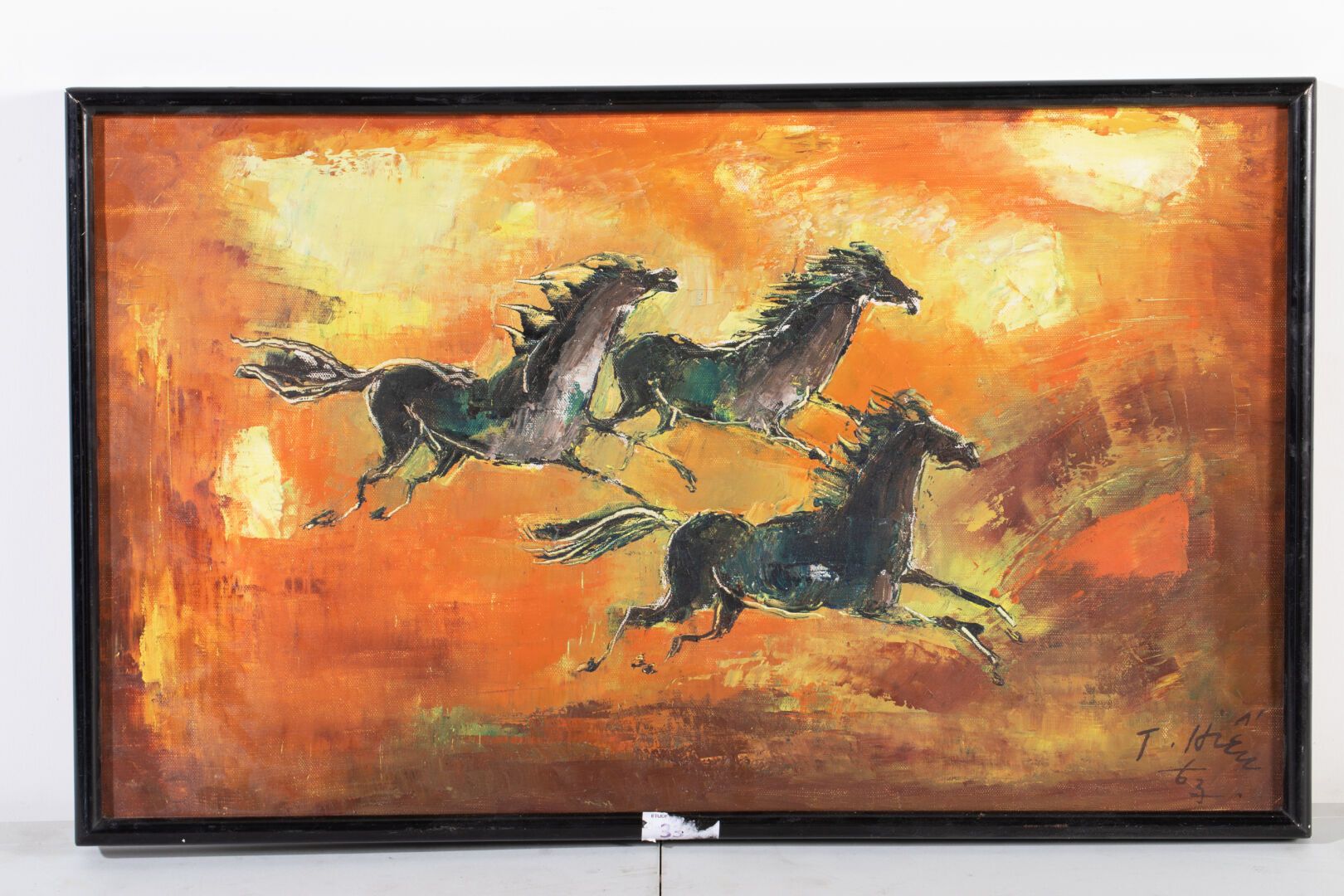 VIETNAM - XXE SIÈCLE Pferde 

Öl auf Leinwand 

H. 32,5 cm. L. 55 cm