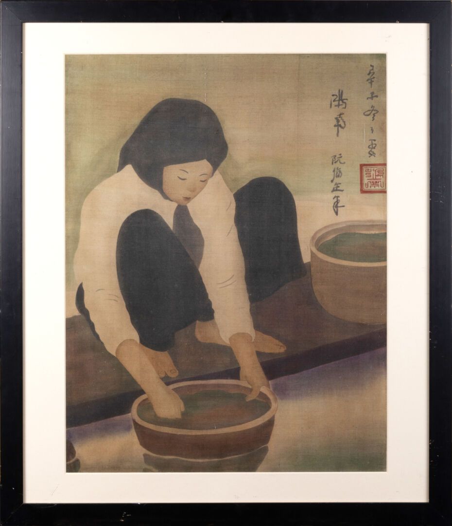 Phan Chanh NGUYEN (1892-1984) 







年轻女孩清洗水果

水墨和水粉画在丝绸上

右上角有签名

H.54厘米 - 宽41&hellip;