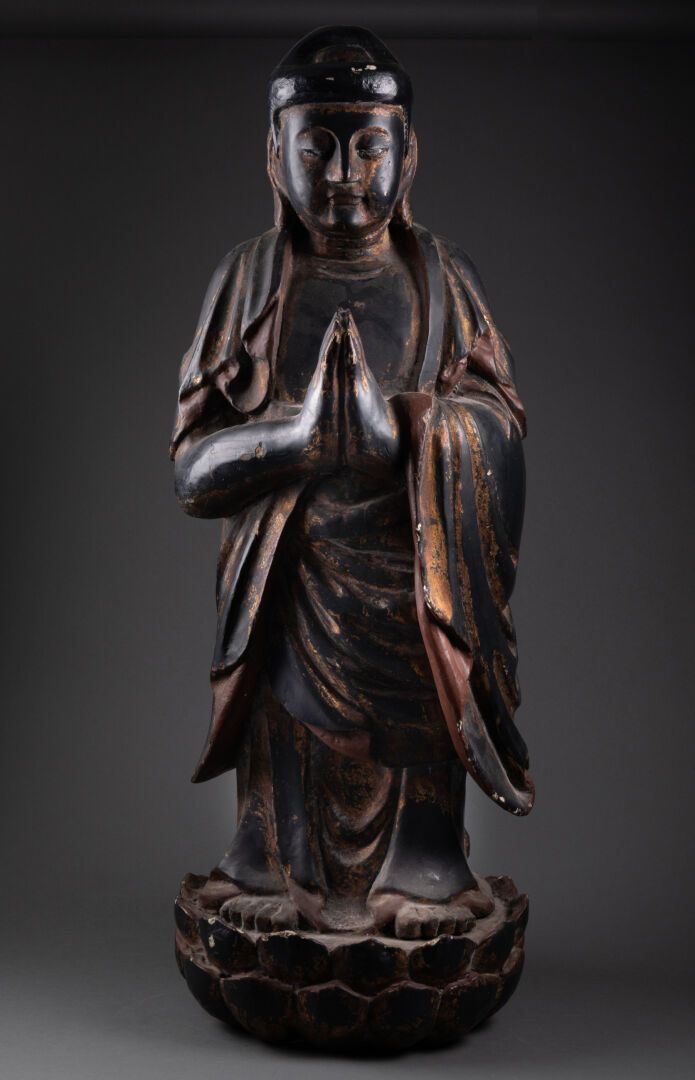 CHINE - XIXème siècle BUDDHA in a standing position on a lotiform base with join&hellip;