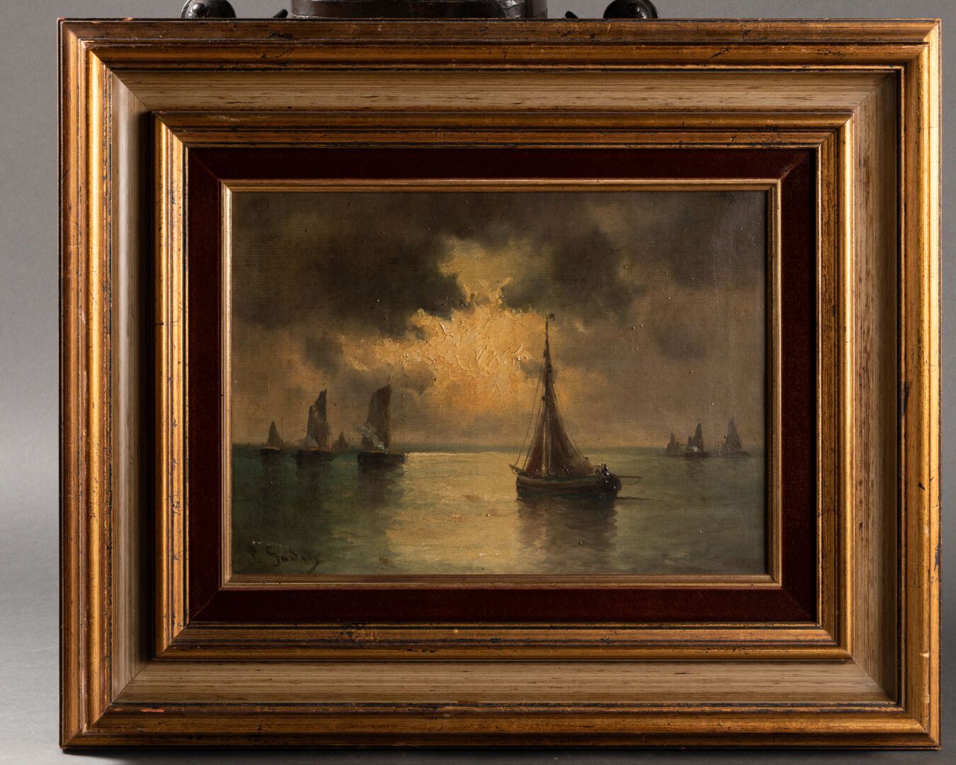 Théodore GUDIN (1802-1880) Marine au crépuscule 
Huile sur toile 
Signé en bas à&hellip;