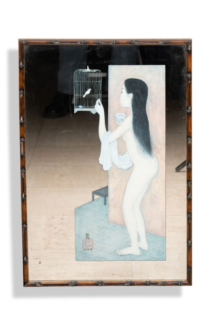 Trung Thu MAI (1906-1980), d'après MIROIR et reproduction en couleur 
67 x 45 cm