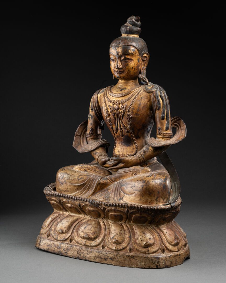 HIMALAYA - XVIIe-XVIIIe siècle BOUDDHA Shakyamuni esquissant le dhyana mudra 
Il&hellip;