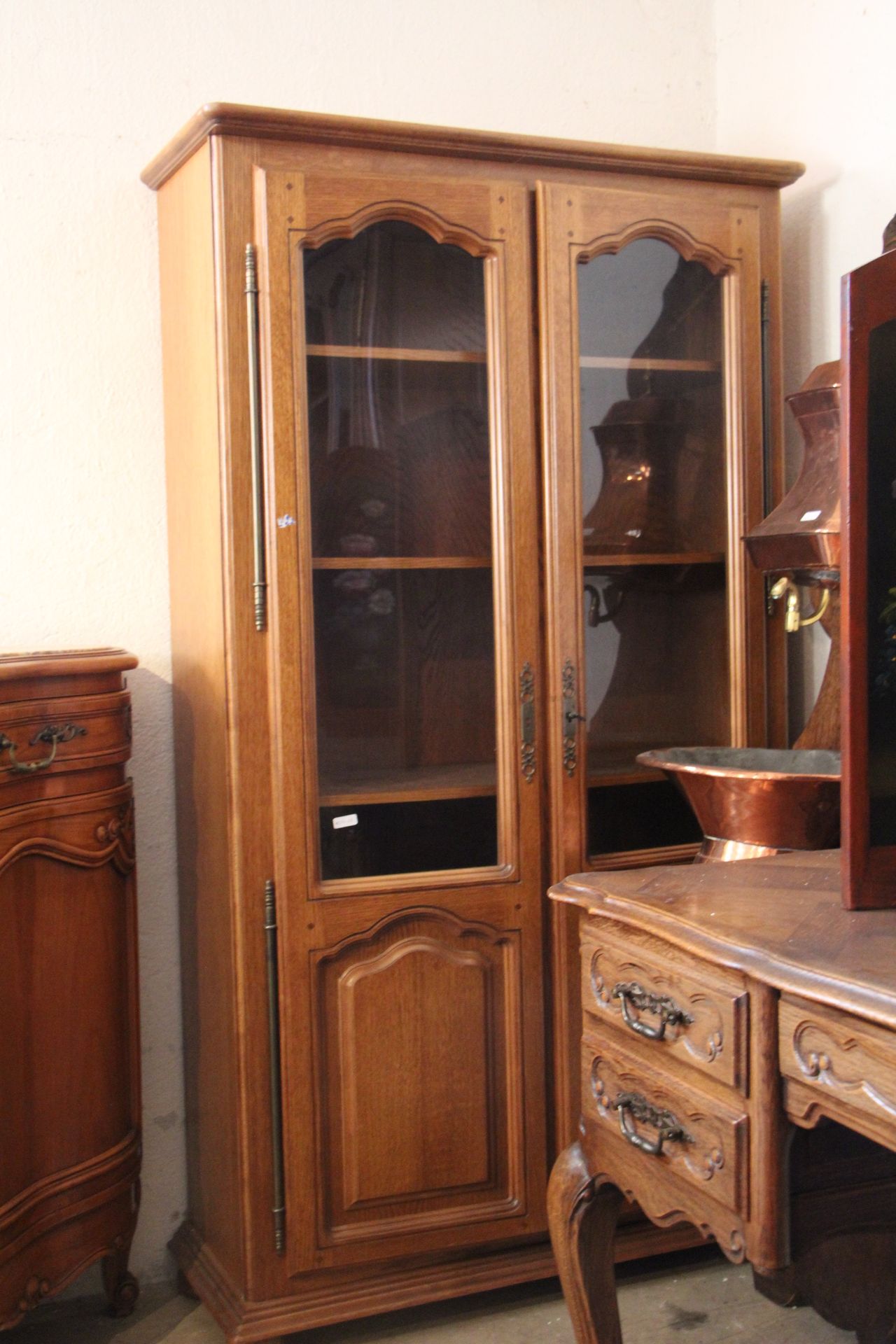 Null Wooden bookcase with two glass doors - H180cm x W100cm x D40cm