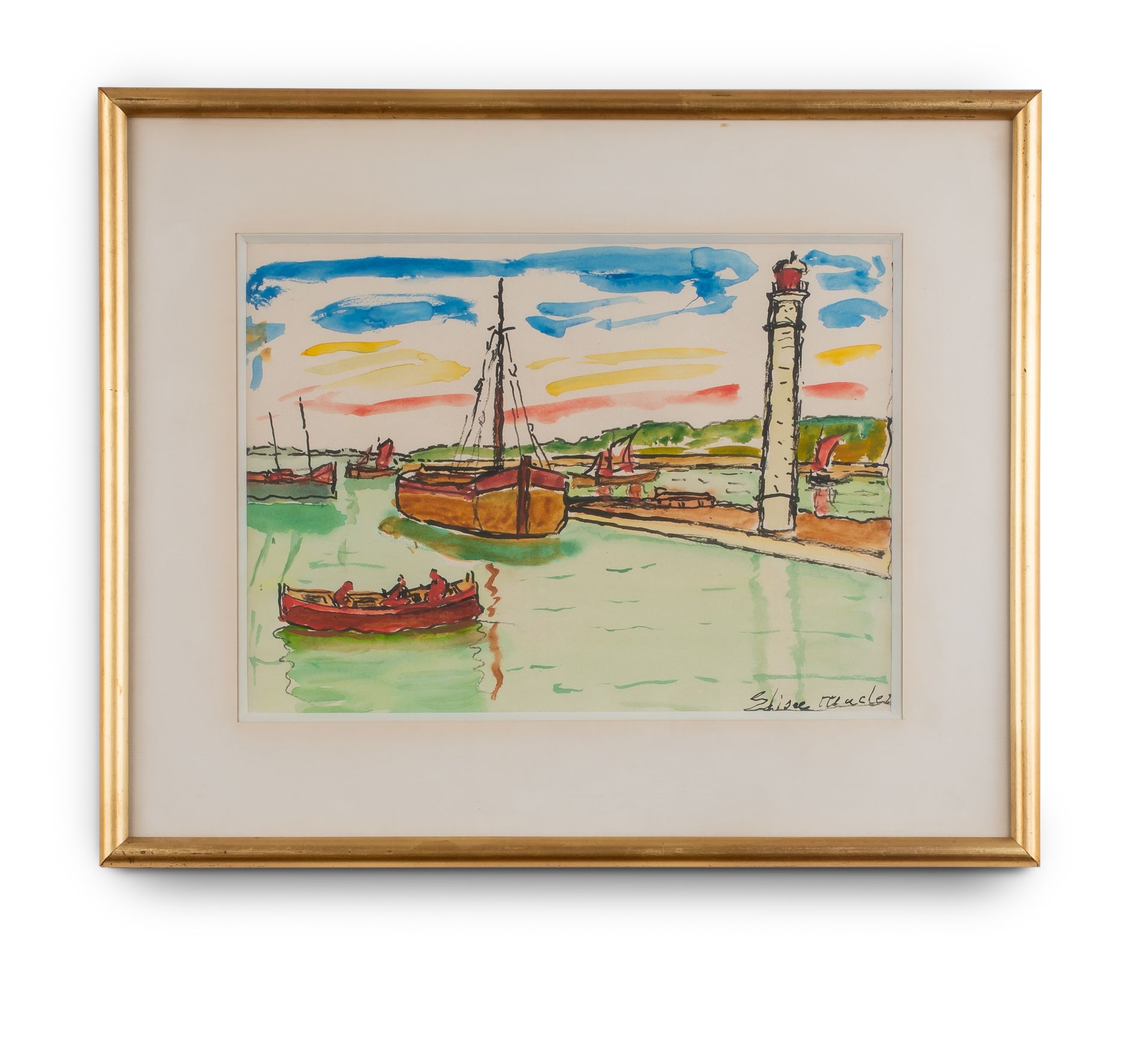Null 埃利塞-马克莱(1881-1962)

码头上的船

纸上水彩画，右下角有签名

21,5 x 30 cm at sight



专家：内阁Fréd&hellip;