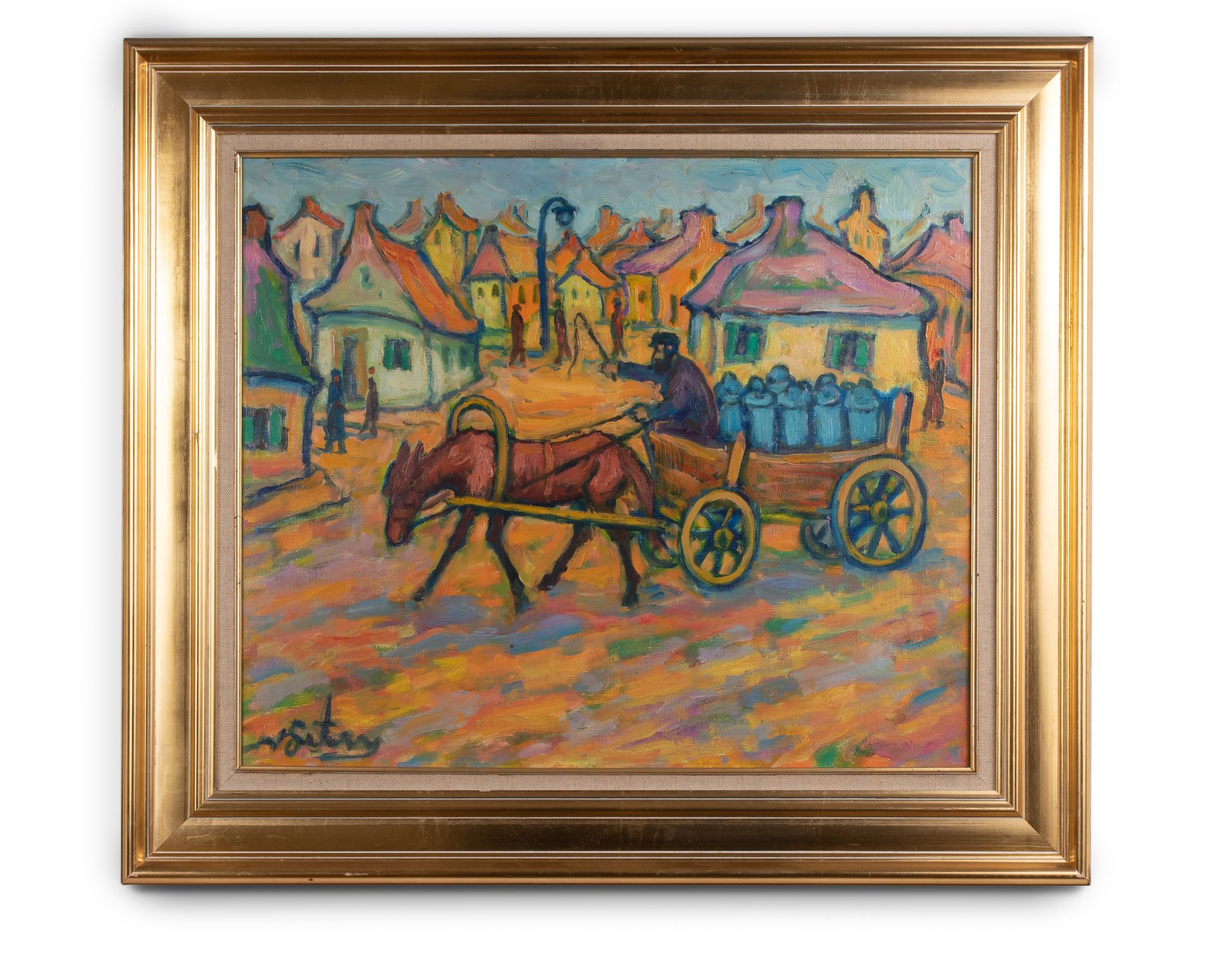 Null Nathan GUTMAN (1914-1990) 

Salesman and his cart

Oil on canvas signed low&hellip;