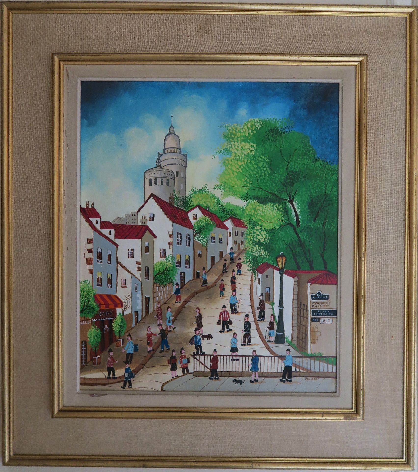 Null 吉诺-米拉尼 (1921-)

蒙马特的诺文斯街

布面油画，右下角有签名

53,5 x 44,5 cm