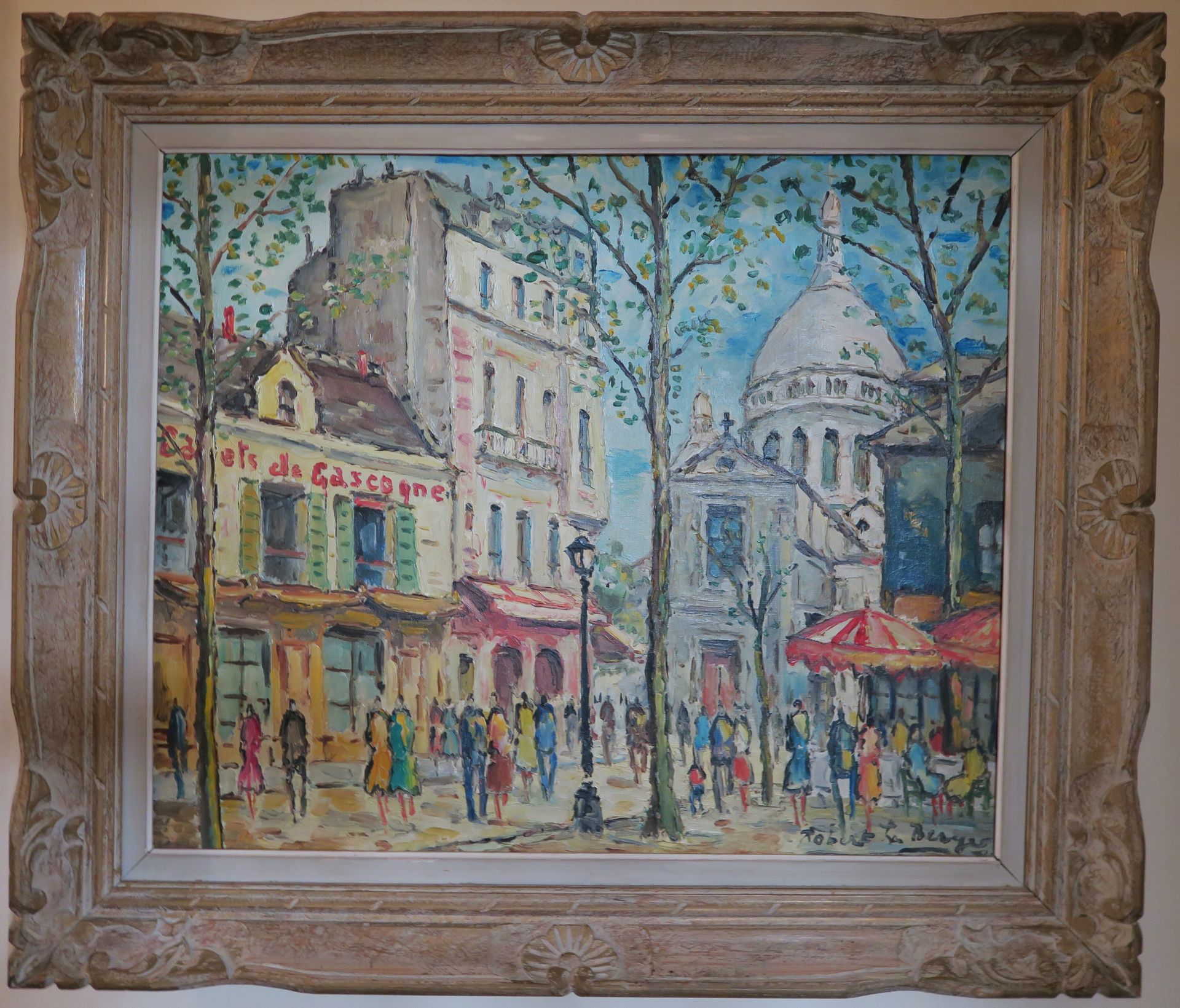 Null 罗伯特-勒贝尔热(1905-1972)

"蒙马特，第1个夏日在特尔特广场

右下角签名的布面油画，背面有会签和标题

53 x 63 cm 正在观看