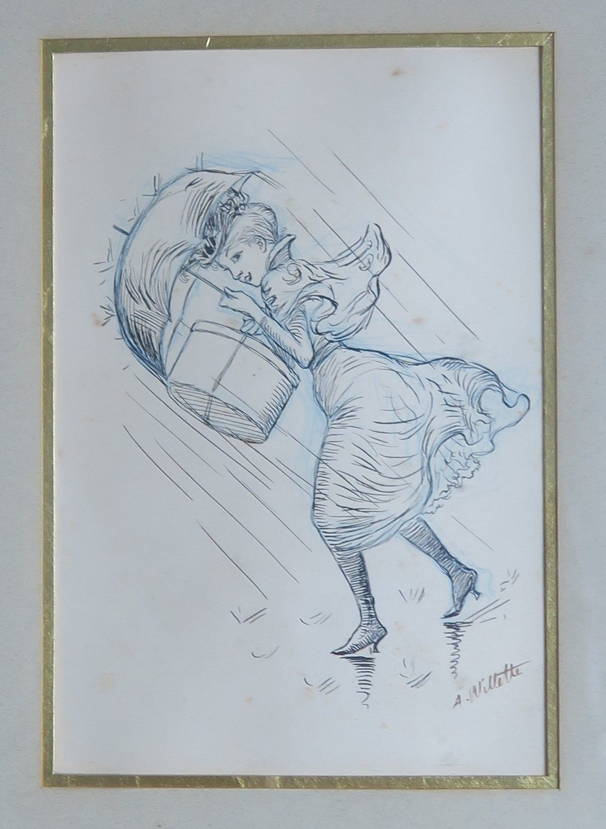 Null Adolphe WILLETTE (1857-1926) 

El vendaval del viento 

Tinta sobre papel, &hellip;