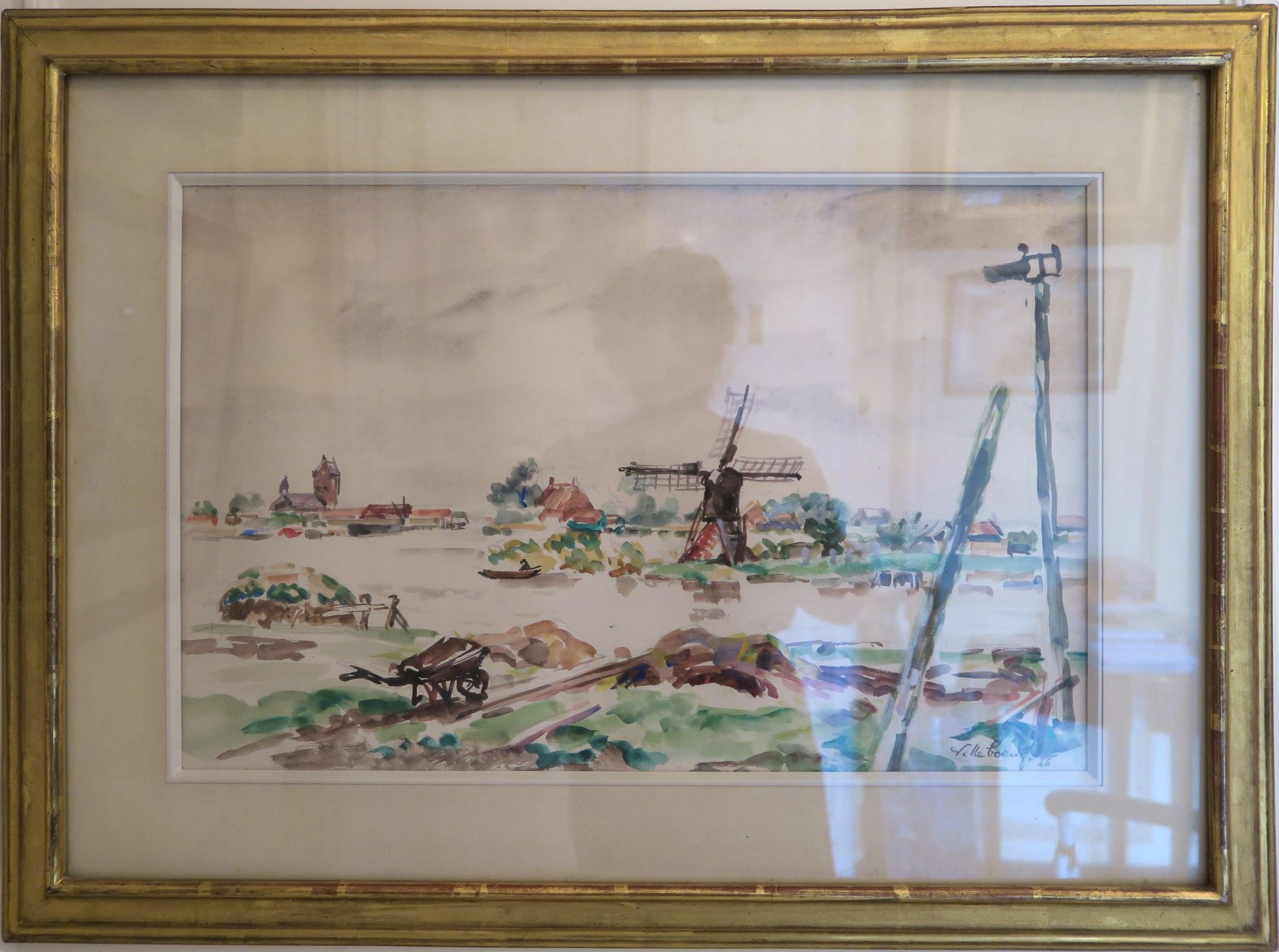 Null André VILLEBOEUF (1893-1956) 

"Mühle am Pikmeer" (Holland),1946 

Aquarell&hellip;